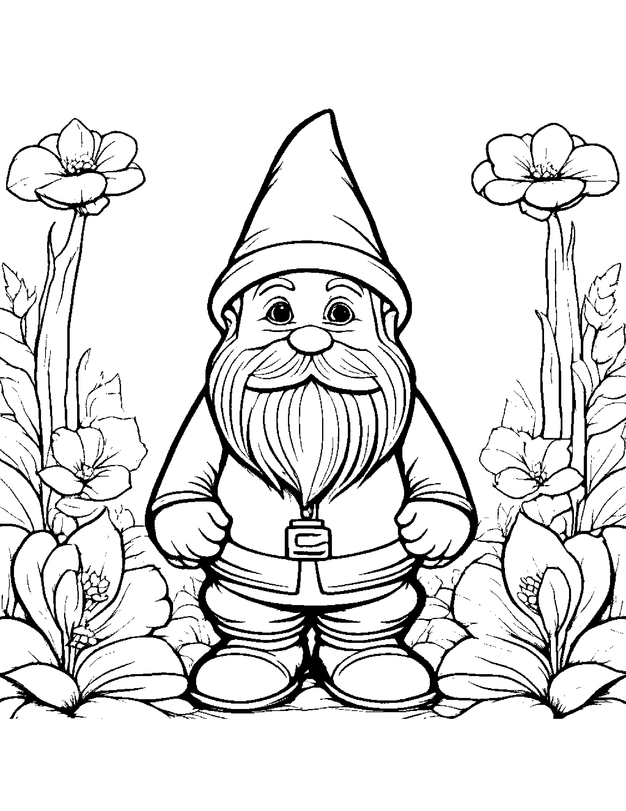 Gentle Garden Gnome Coloring Page (Free Printable PDF)
