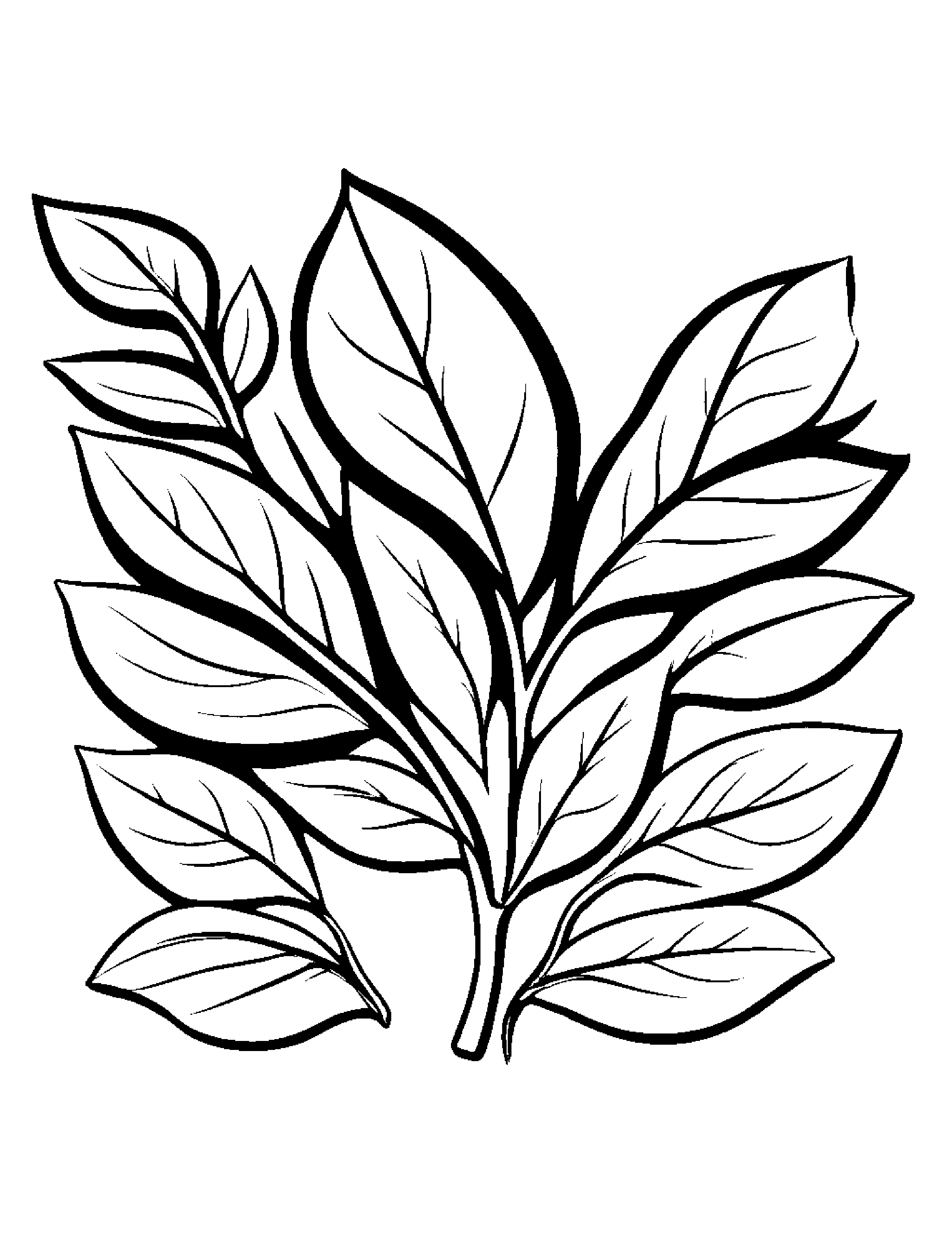 Happy Leafy Sprig #3 Coloring Page (Free Printable PDF)