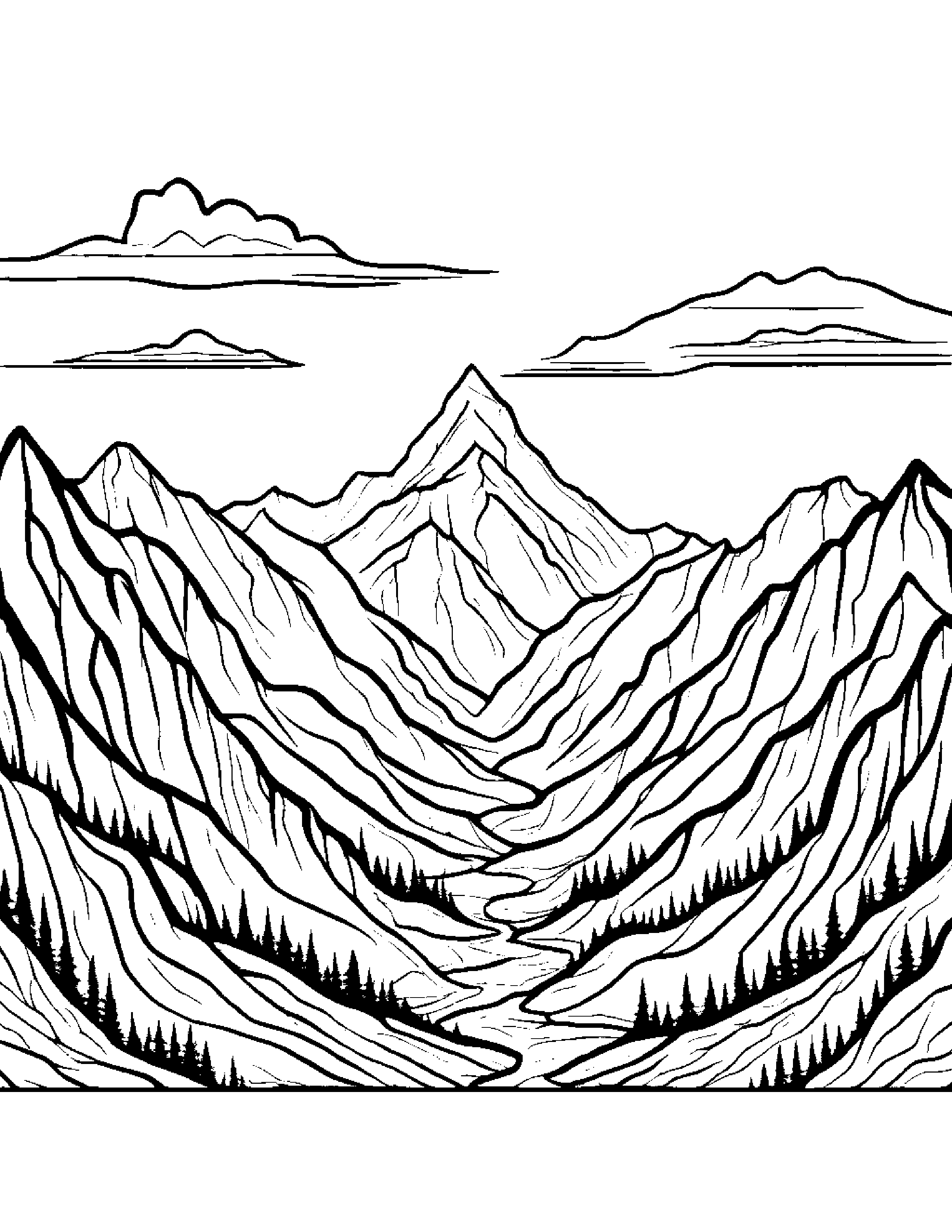Mountain #2 Coloring Page (Free Printable PDF)
