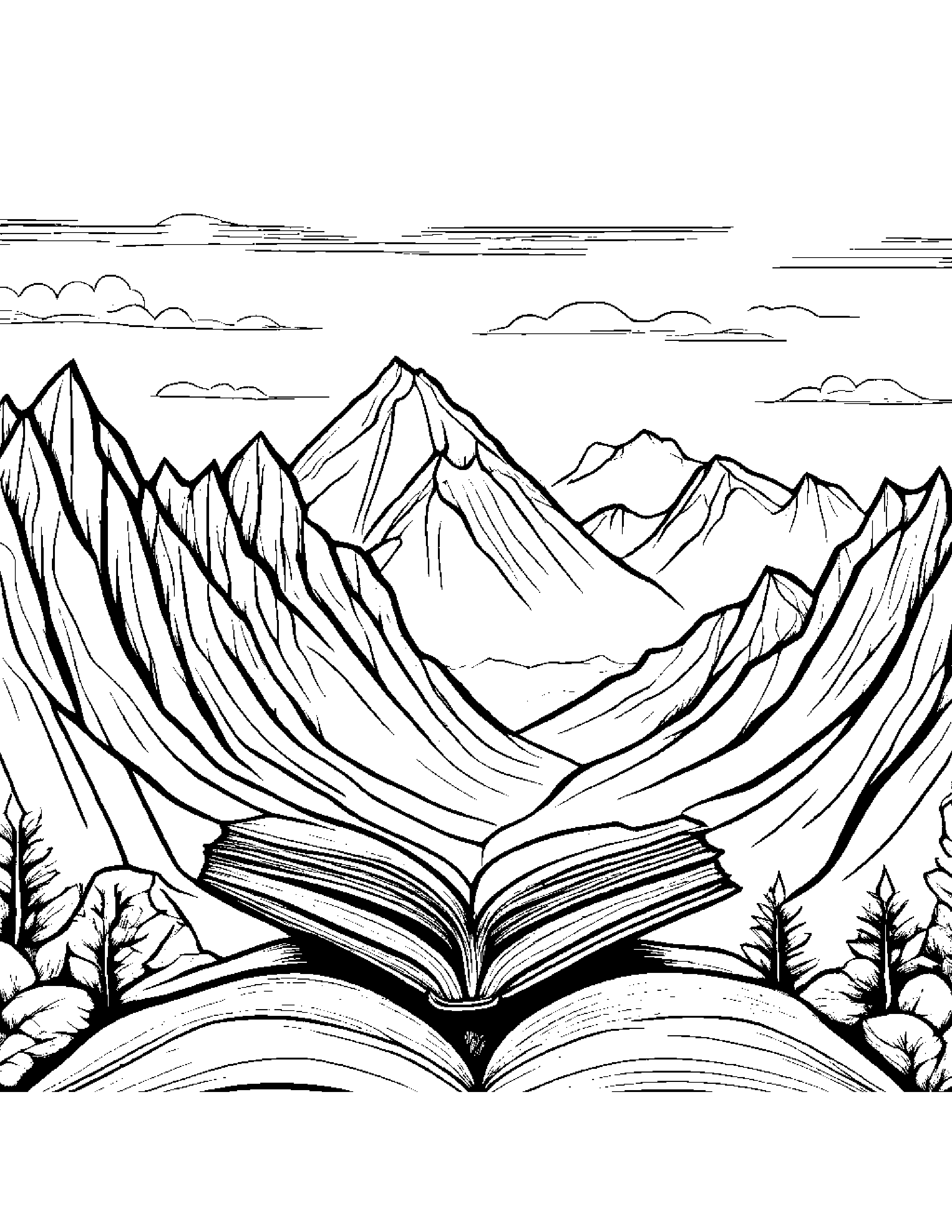 Mountain Reading A Book Coloring Page (Free Printable PDF)