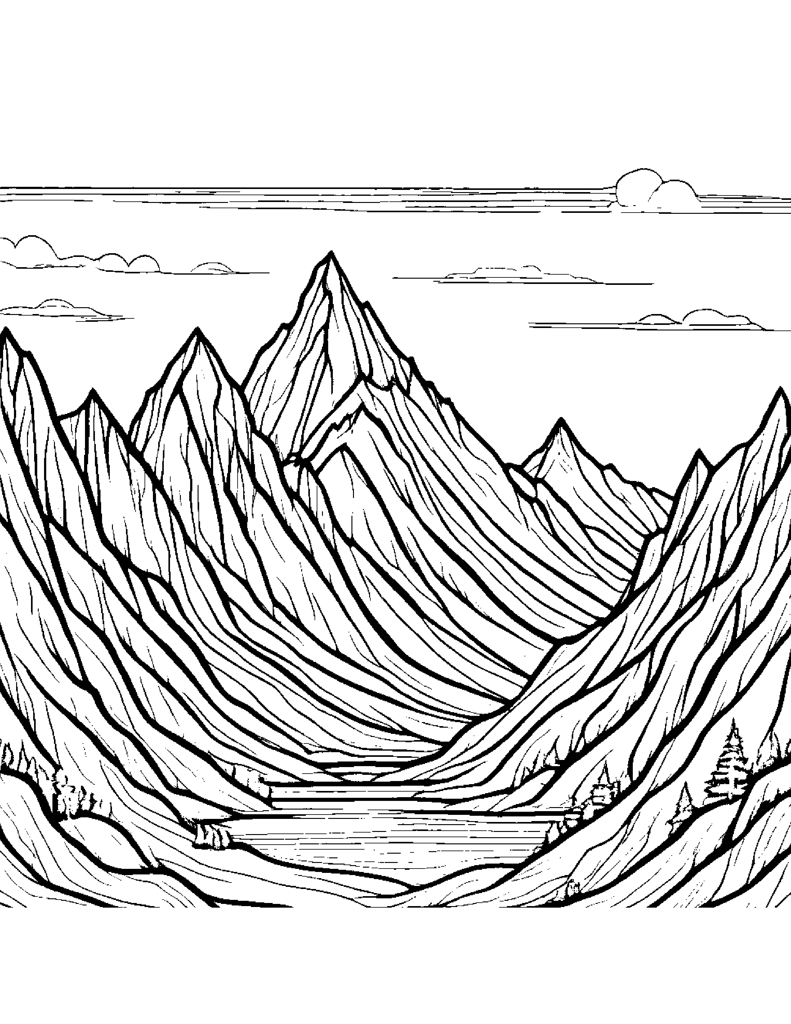 Mountain Coloring Page (Free Printable PDF)