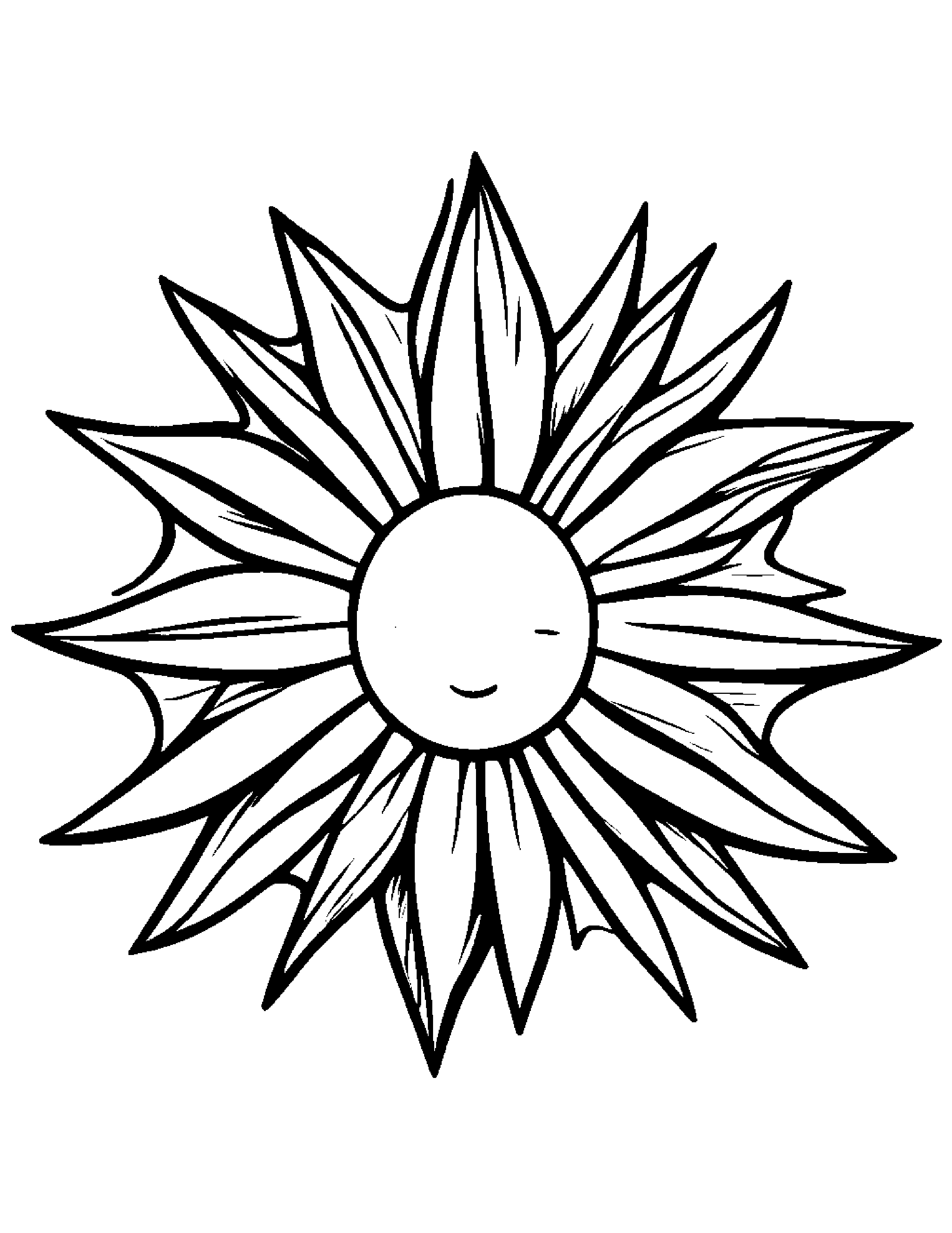 Sun With A Star #2 Coloring Page (Free Printable PDF)