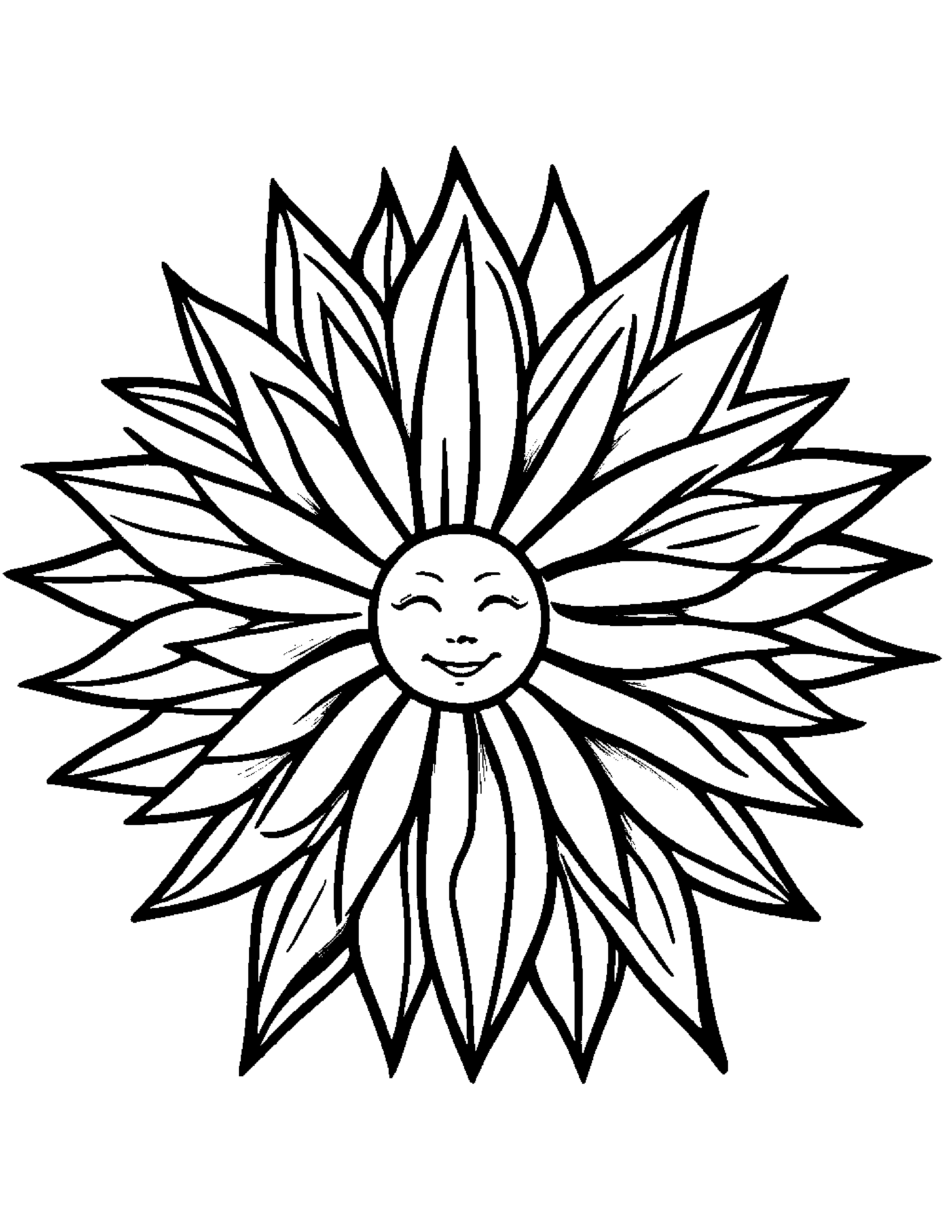 Sun With A Star #3 Coloring Page (Free Printable PDF)