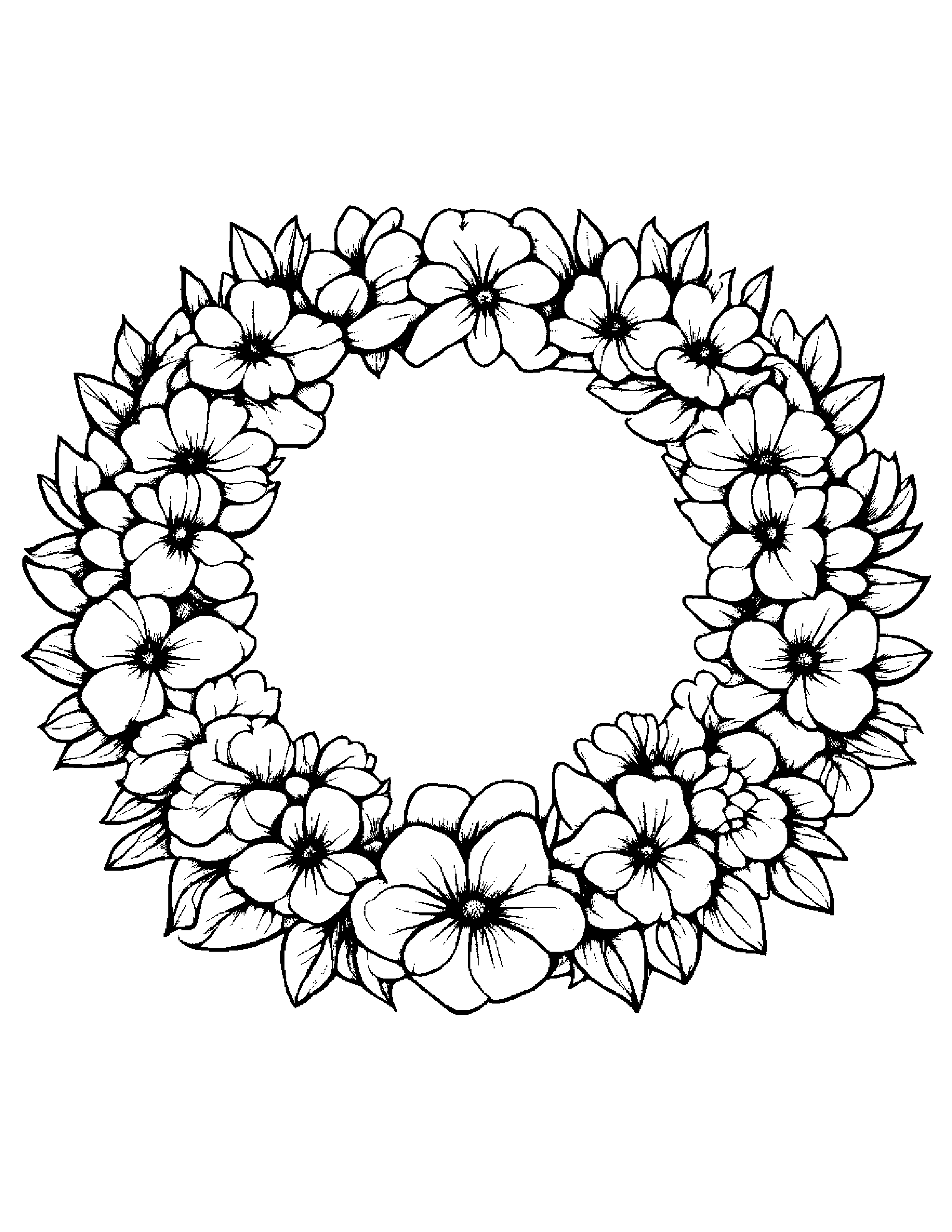 Tiny Flower Wreath With A Bow #3 Coloring Page (Free Printable PDF)