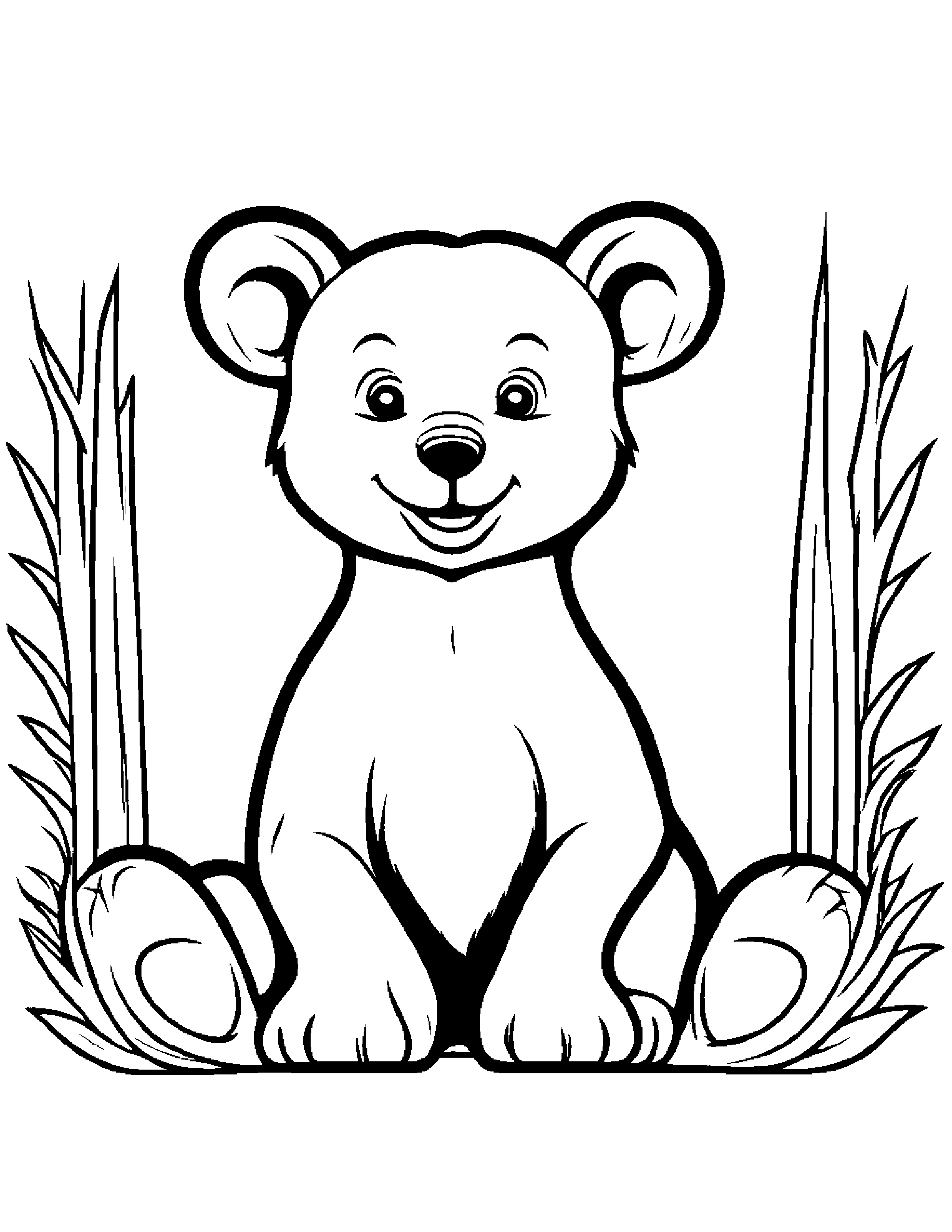 Happy Bear Cub #2 Coloring Page (Free Printable PDF)