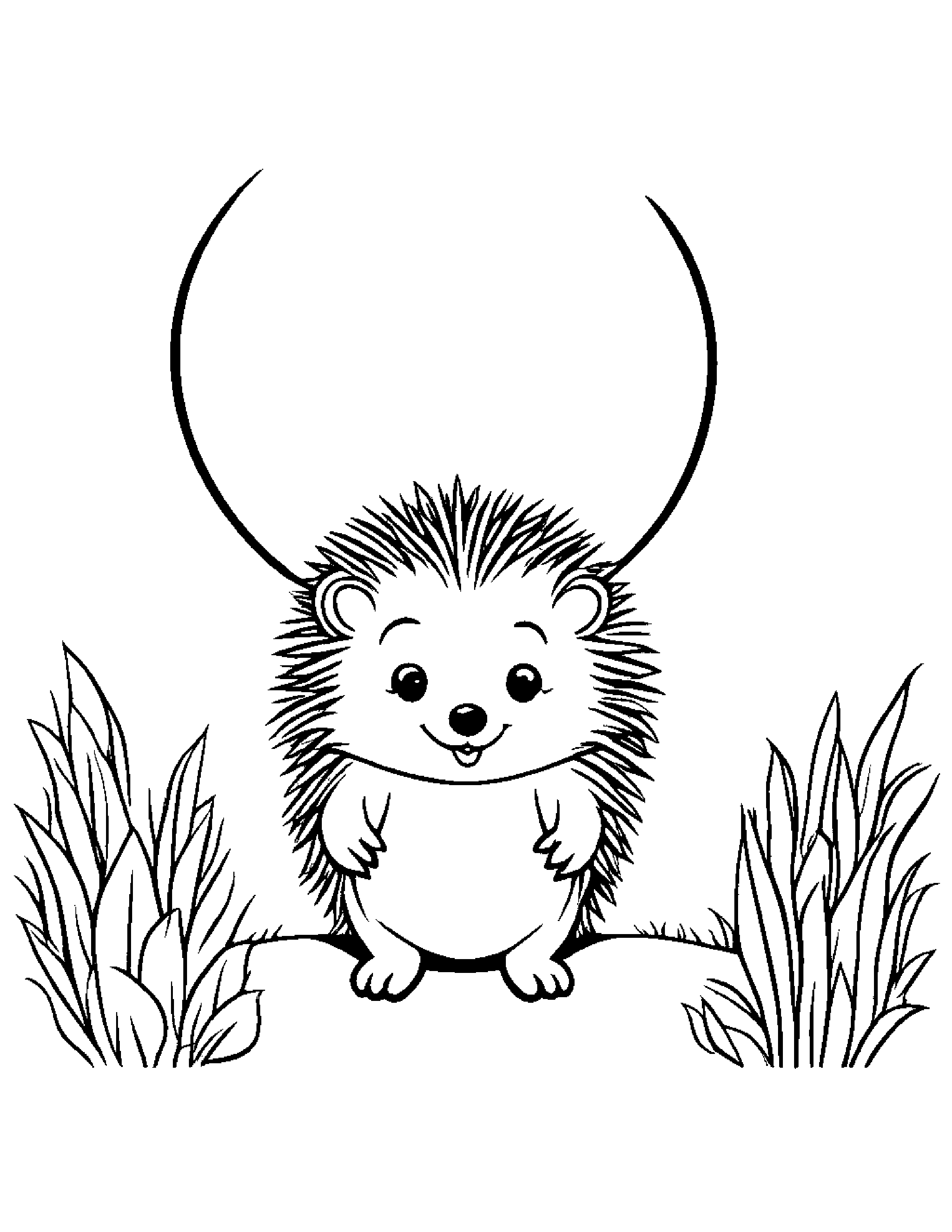 Hedgehog With Balloon #2 Coloring Page (Free Printable PDF)