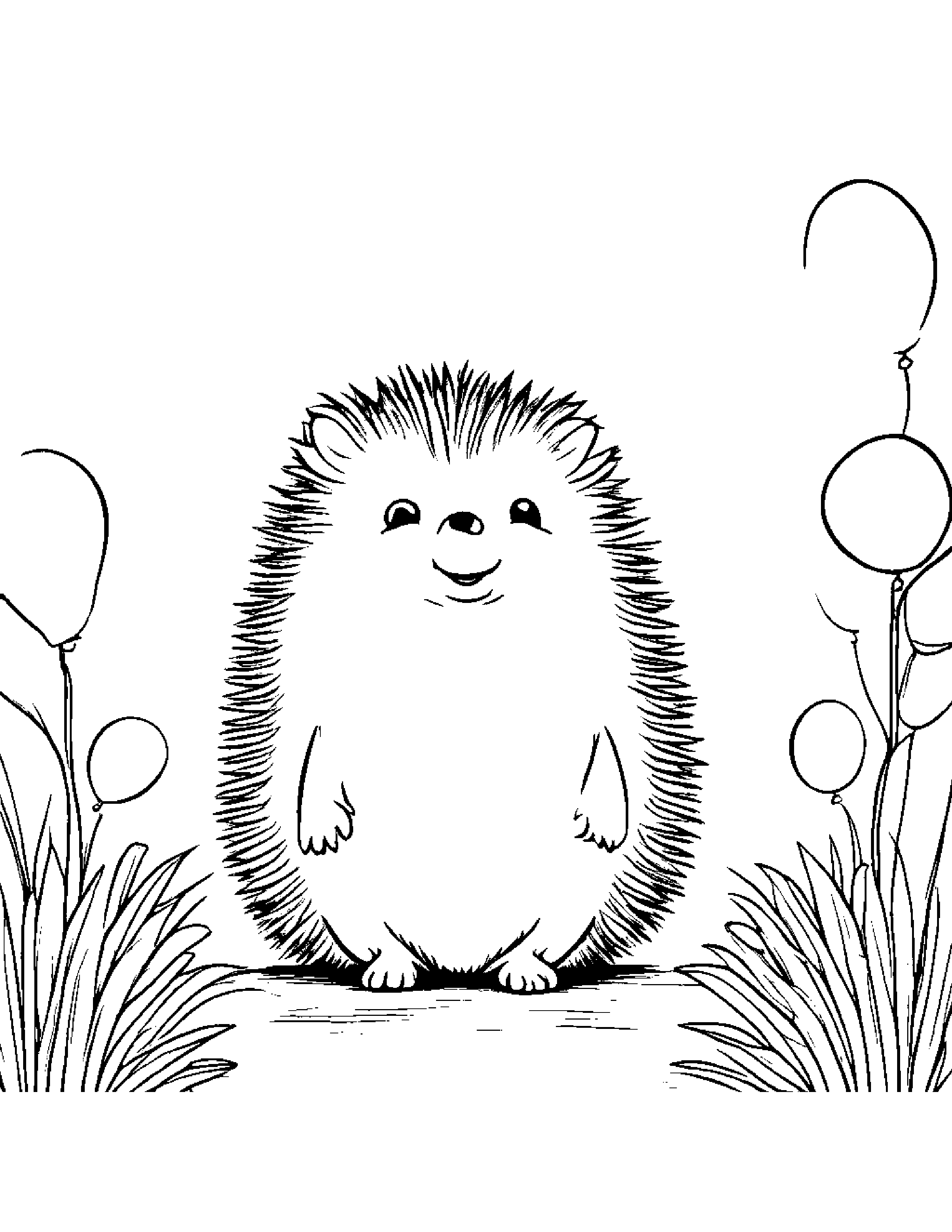 Hedgehog With Balloon Coloring Page (Free Printable PDF)