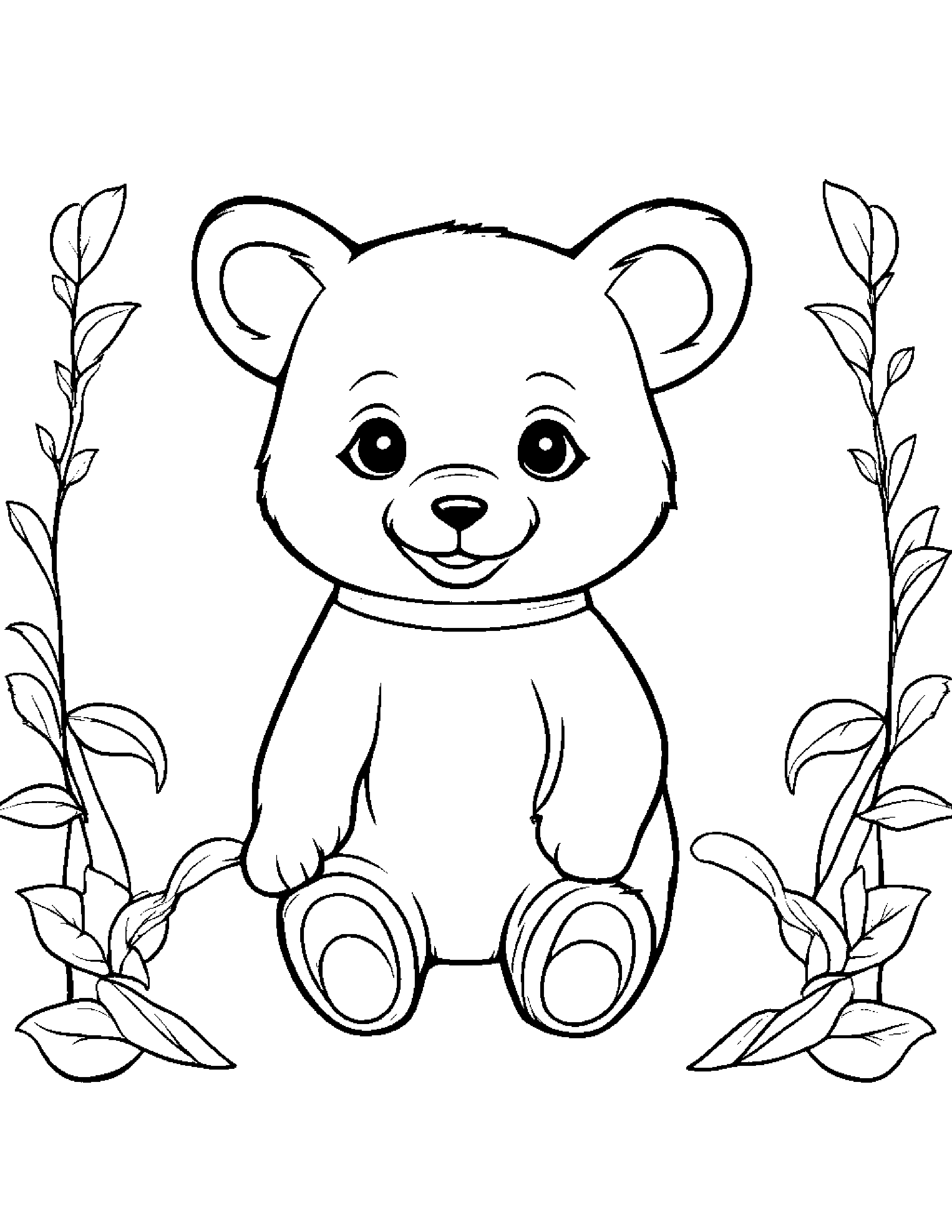 Bear Cub With A Bow Coloring Page (Free Printable PDF)