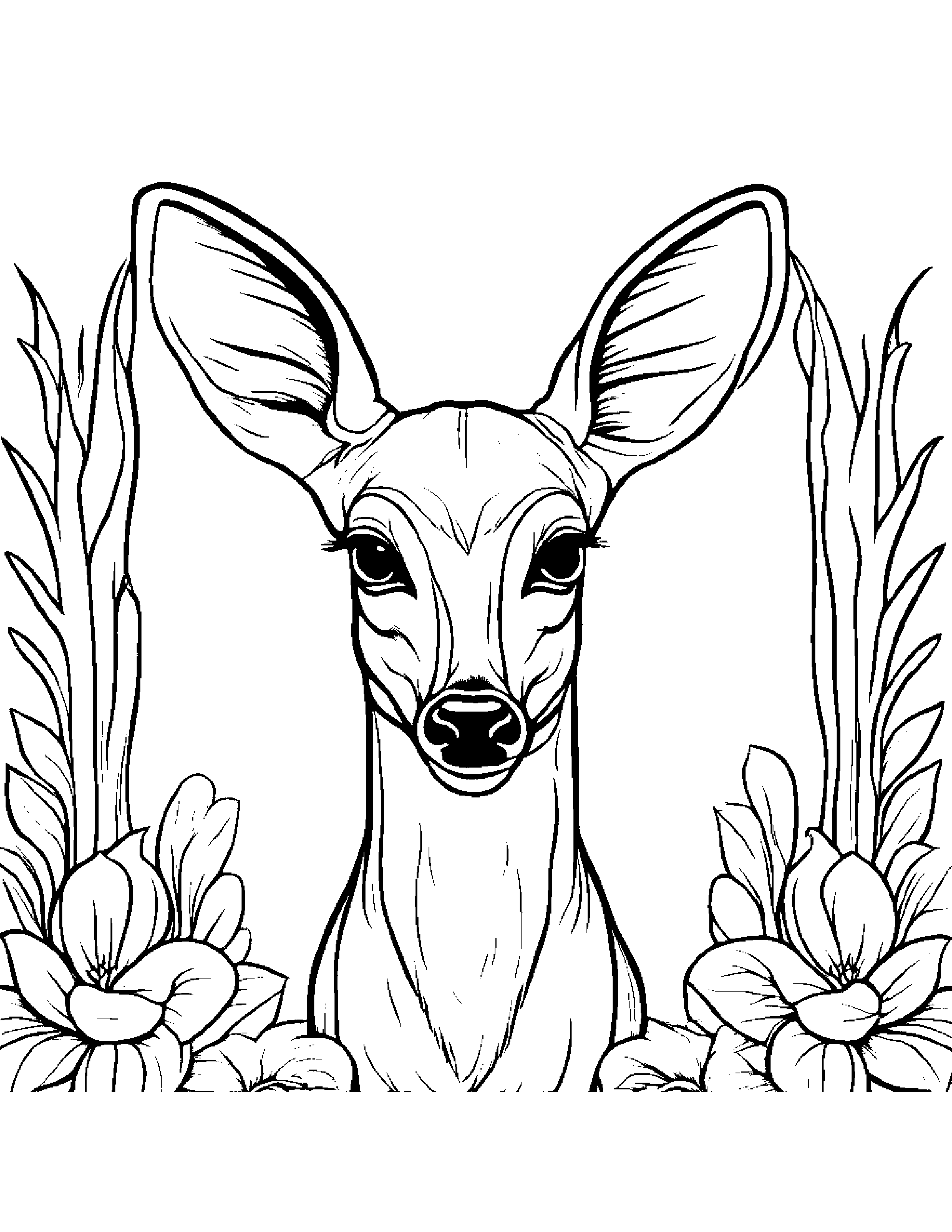 Gentle Deer Fawn #2 Coloring Page (Free Printable PDF)