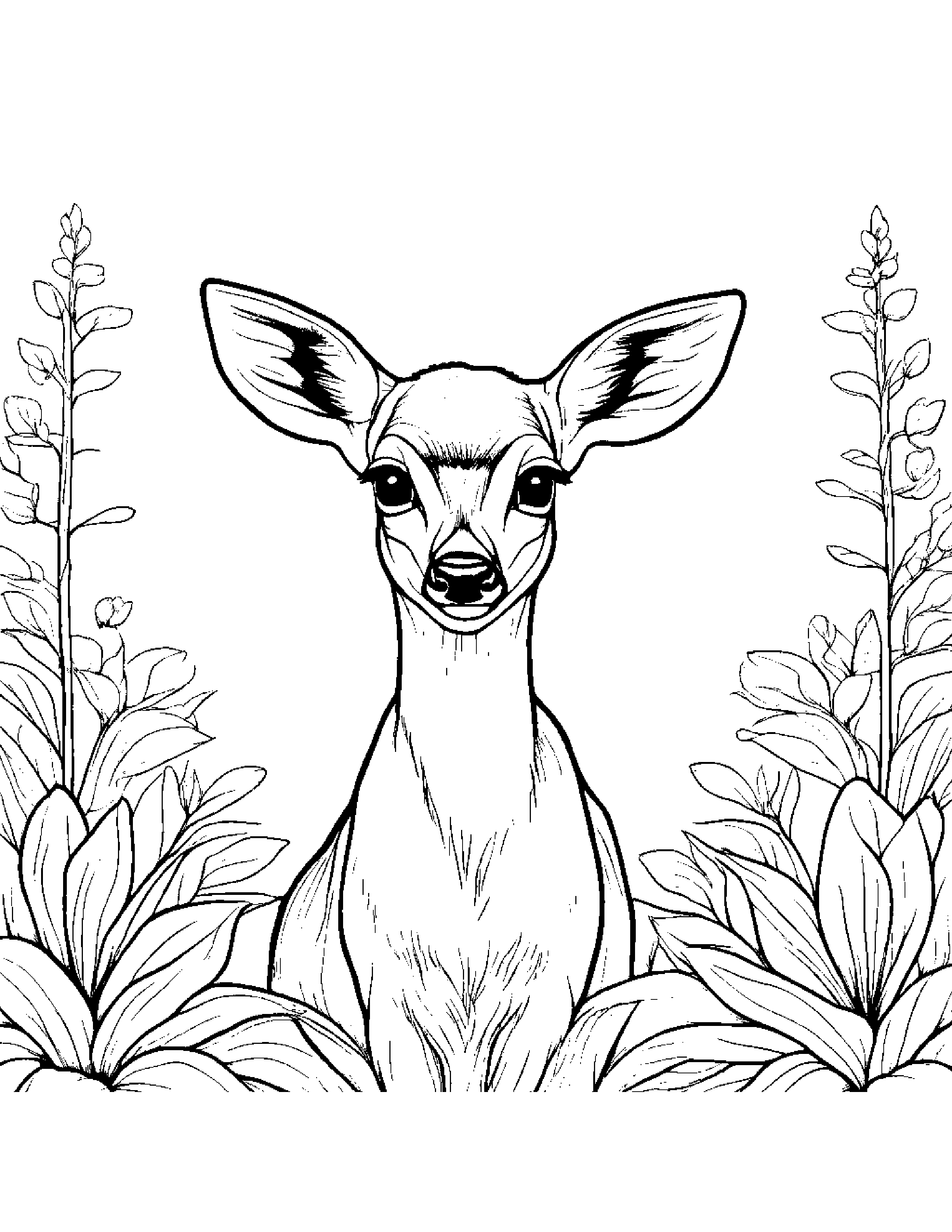 Gentle Deer Fawn Coloring Page (Free Printable PDF)