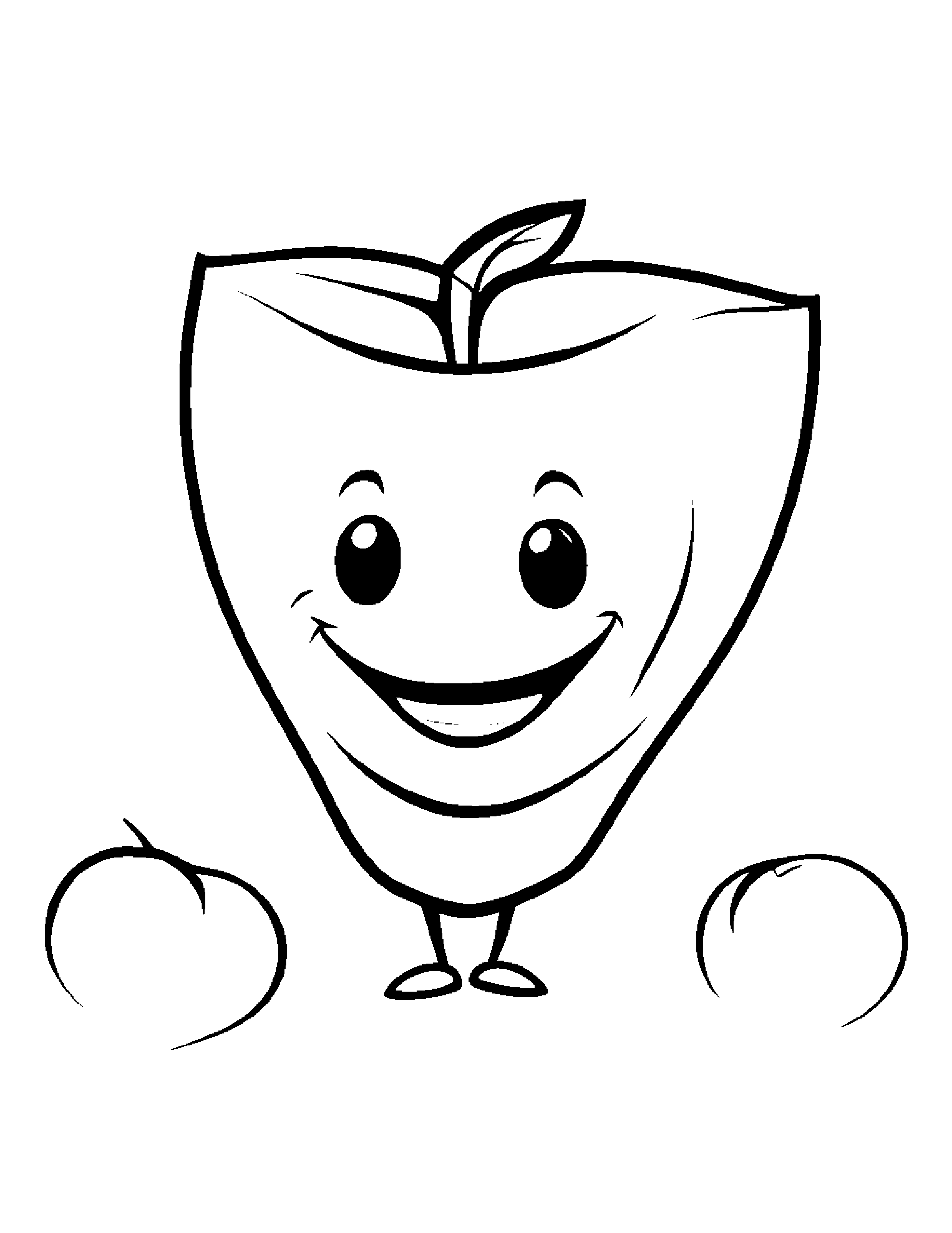Happy Apple With A Kite #2 Coloring Page (Free Printable PDF)