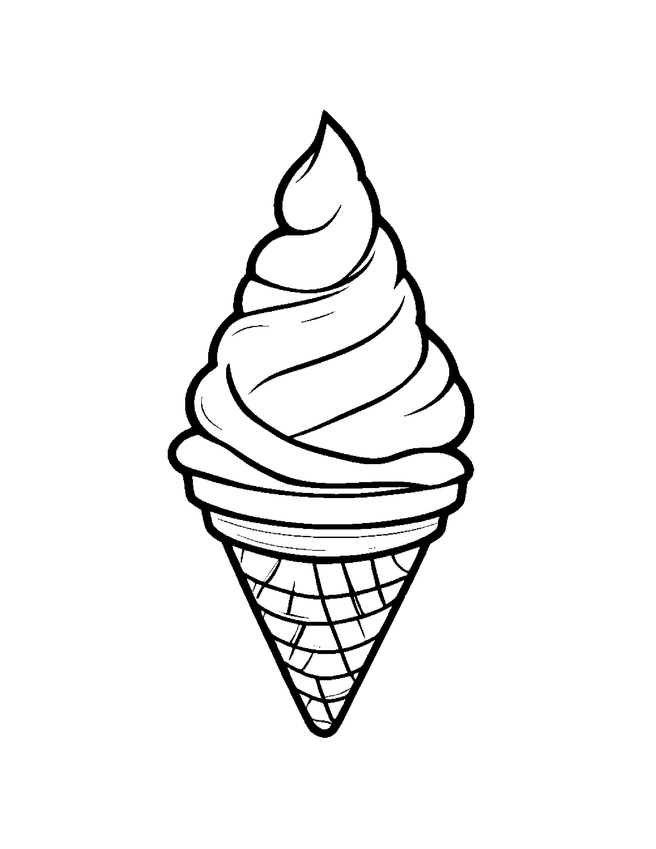 Ice Cream Cone With A Star #2 Coloring Page (Free Printable PDF)