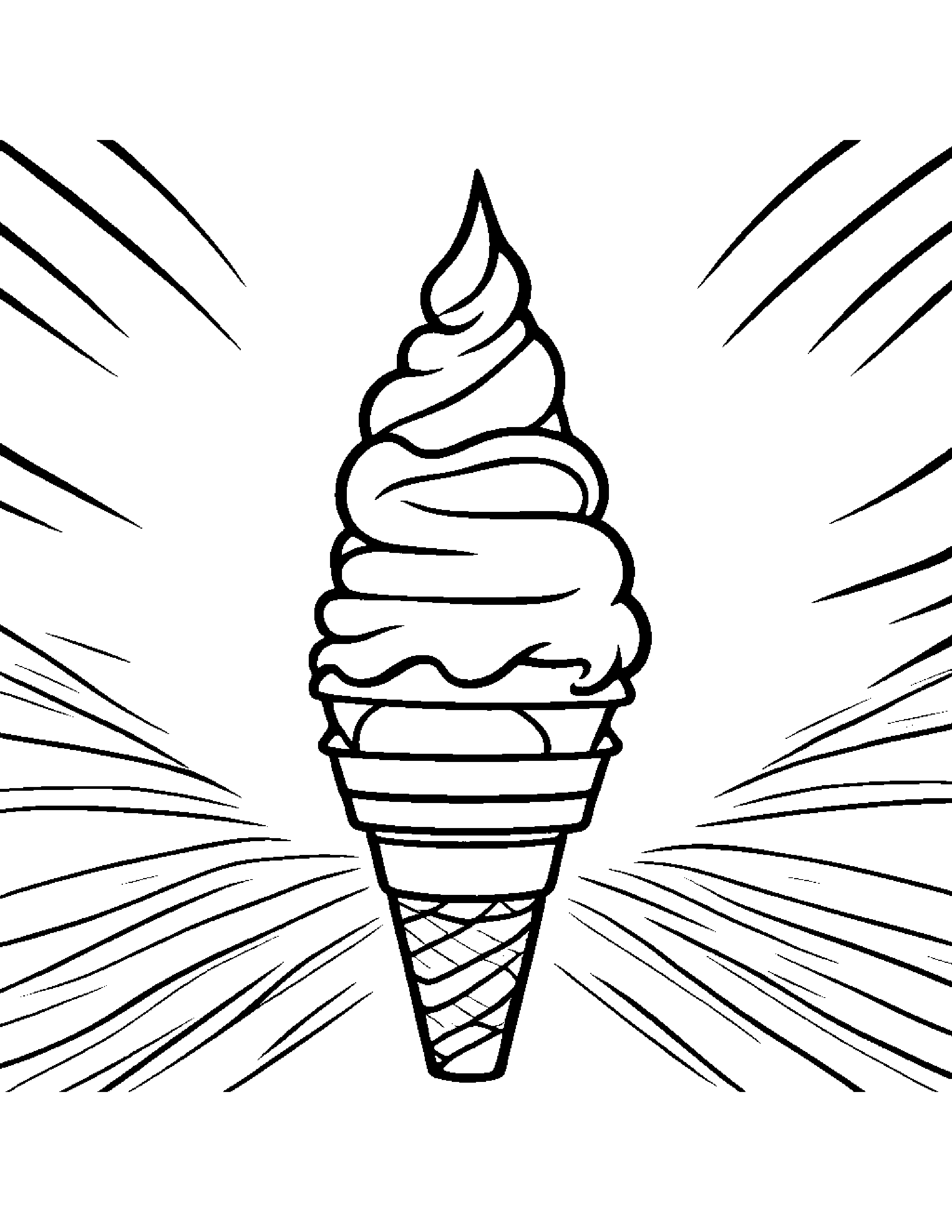 Ice Cream Cone With A Star Coloring Page (Free Printable PDF)