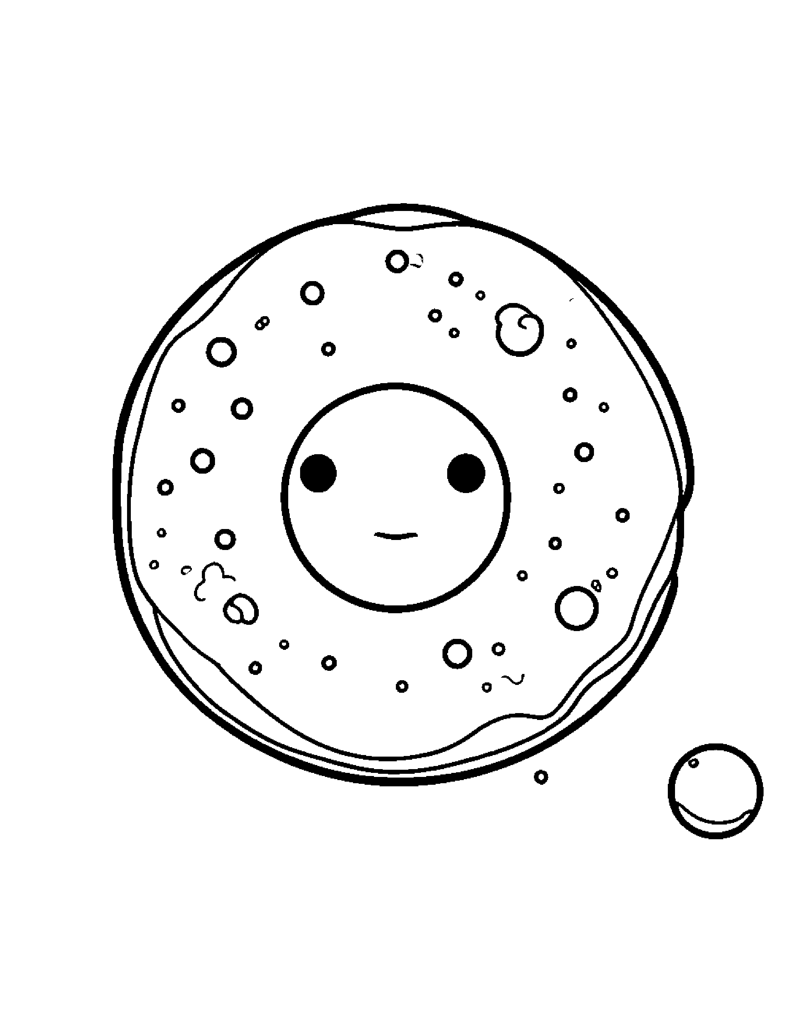 Kawaii Donut Blowing Bubbles #2 Coloring Page (Free Printable PDF)
