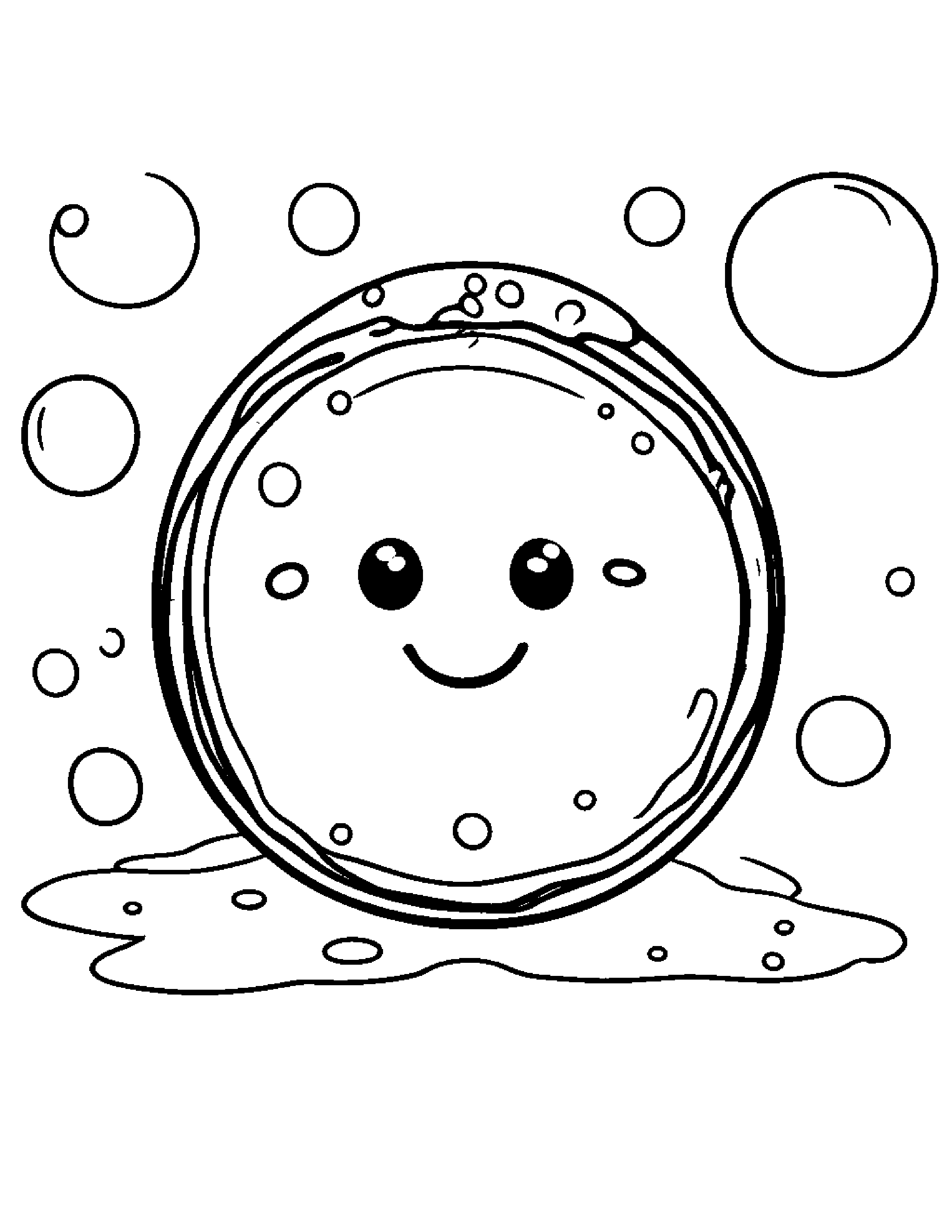Kawaii Donut Blowing Bubbles Coloring Page (Free Printable PDF)