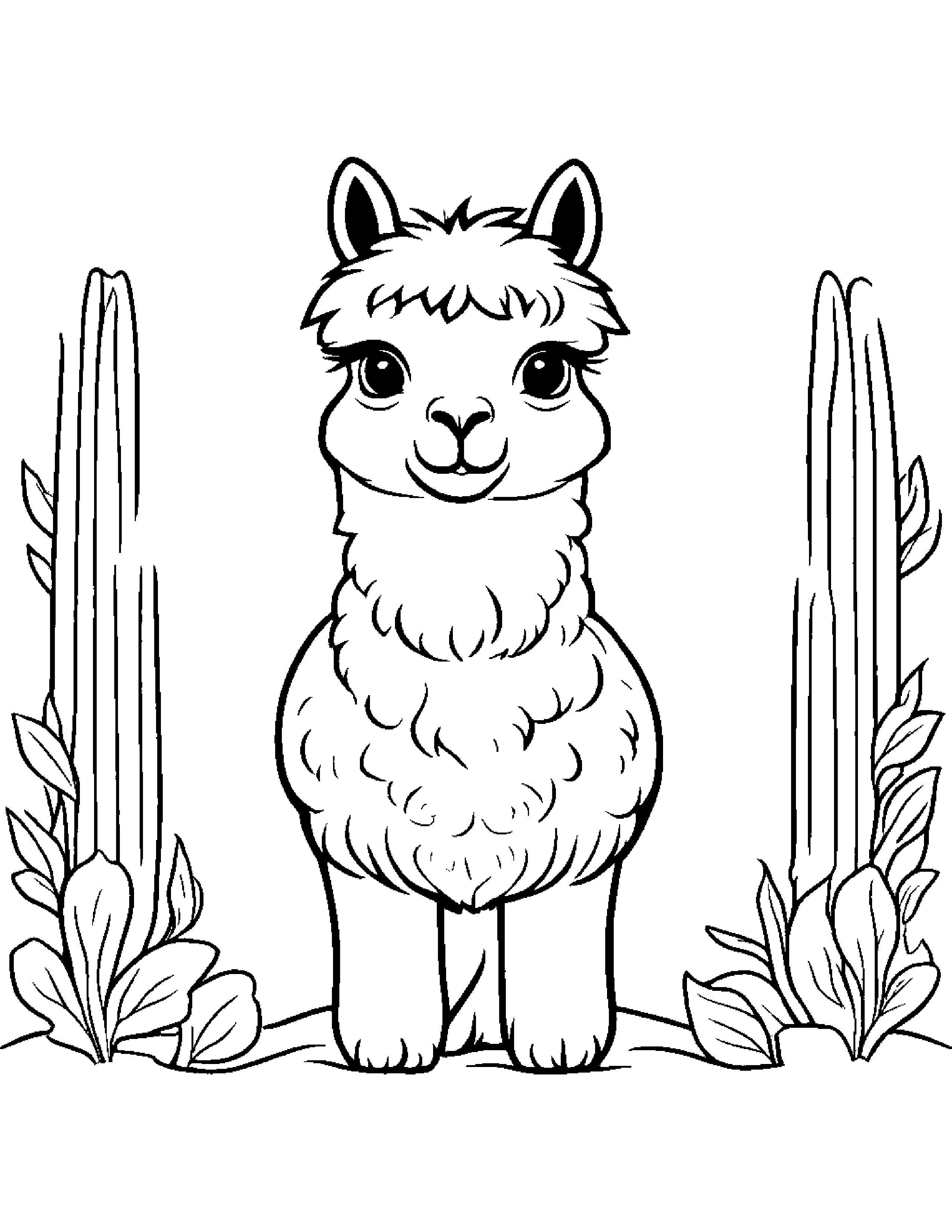 Happy Alpaca #2 Coloring Page (Free Printable PDF)