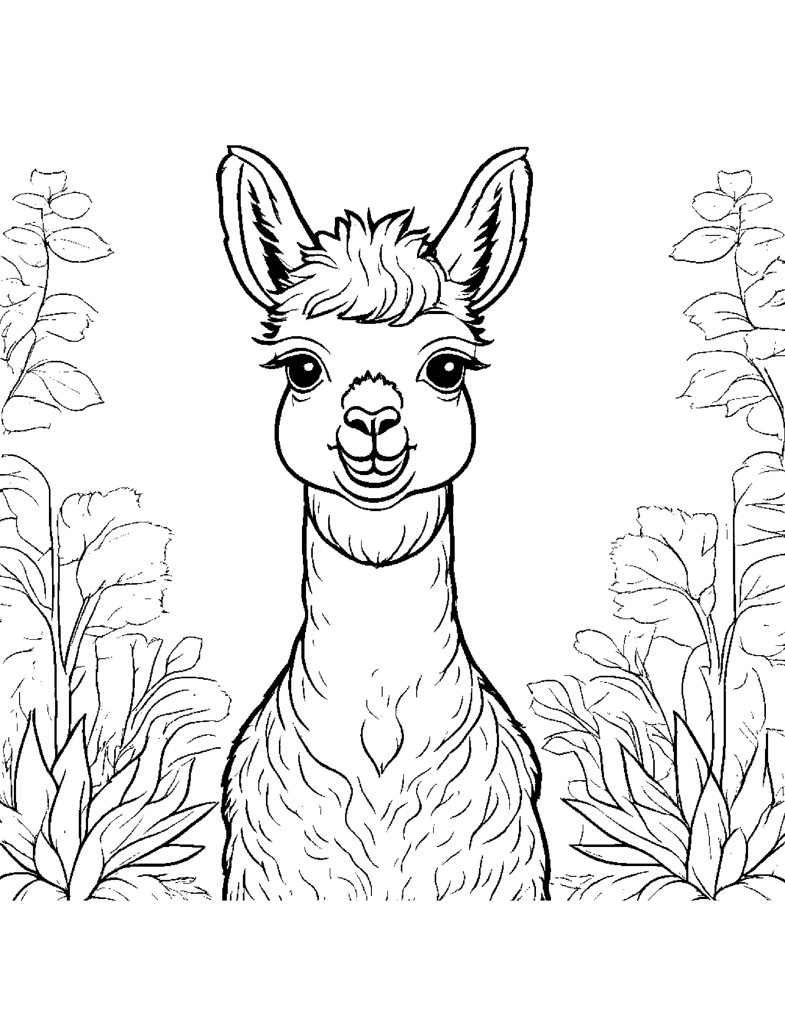 Happy Alpaca Coloring Page (Free Printable PDF)