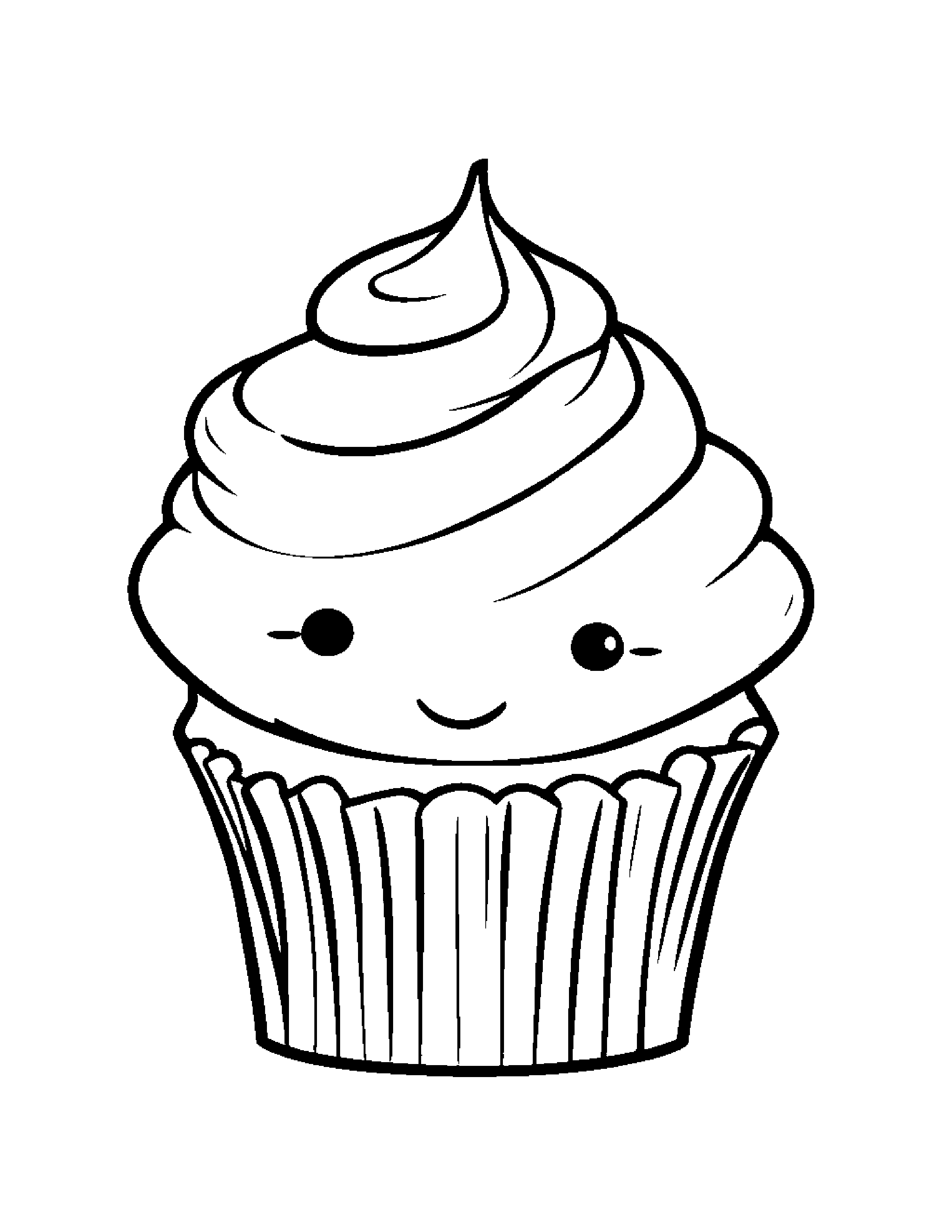 Sleepy Cupcake #2 Coloring Page (Free Printable PDF)