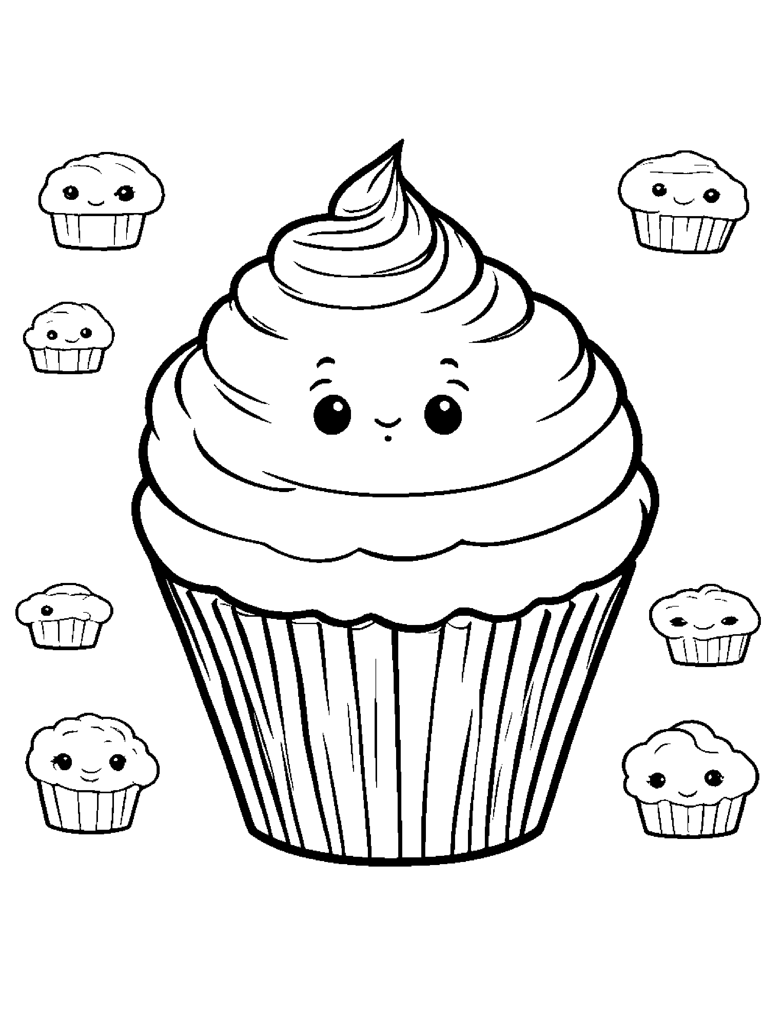 Sleepy Cupcake Coloring Page (Free Printable PDF)