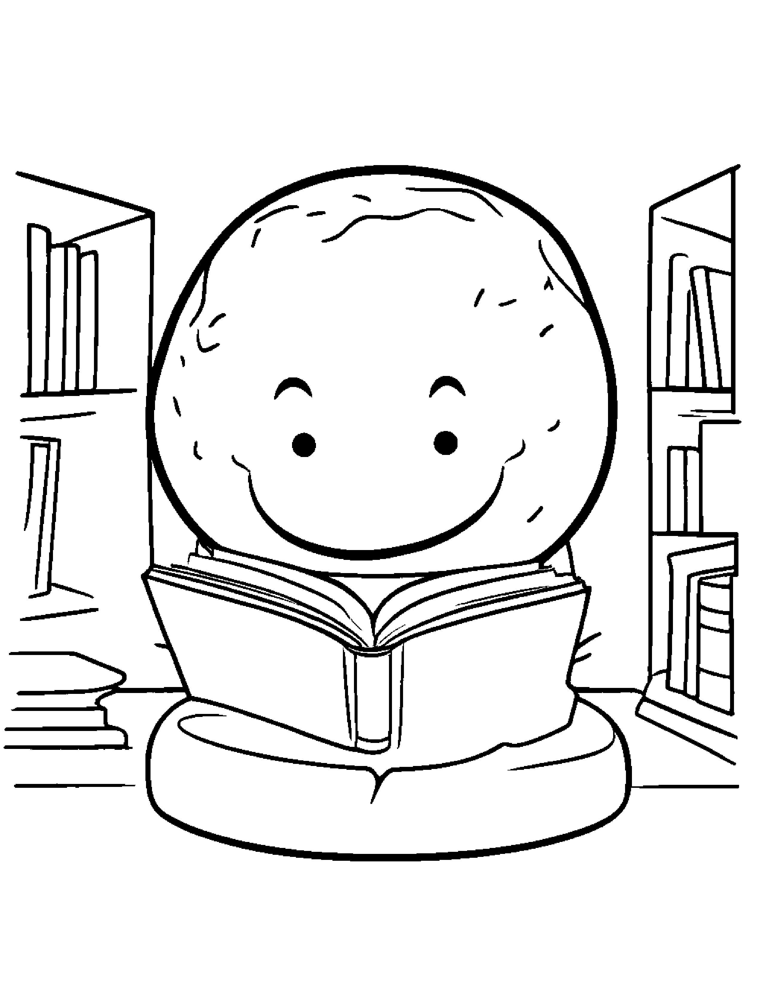 Smiling Donut Reading A Book #2 Coloring Page (Free Printable PDF)
