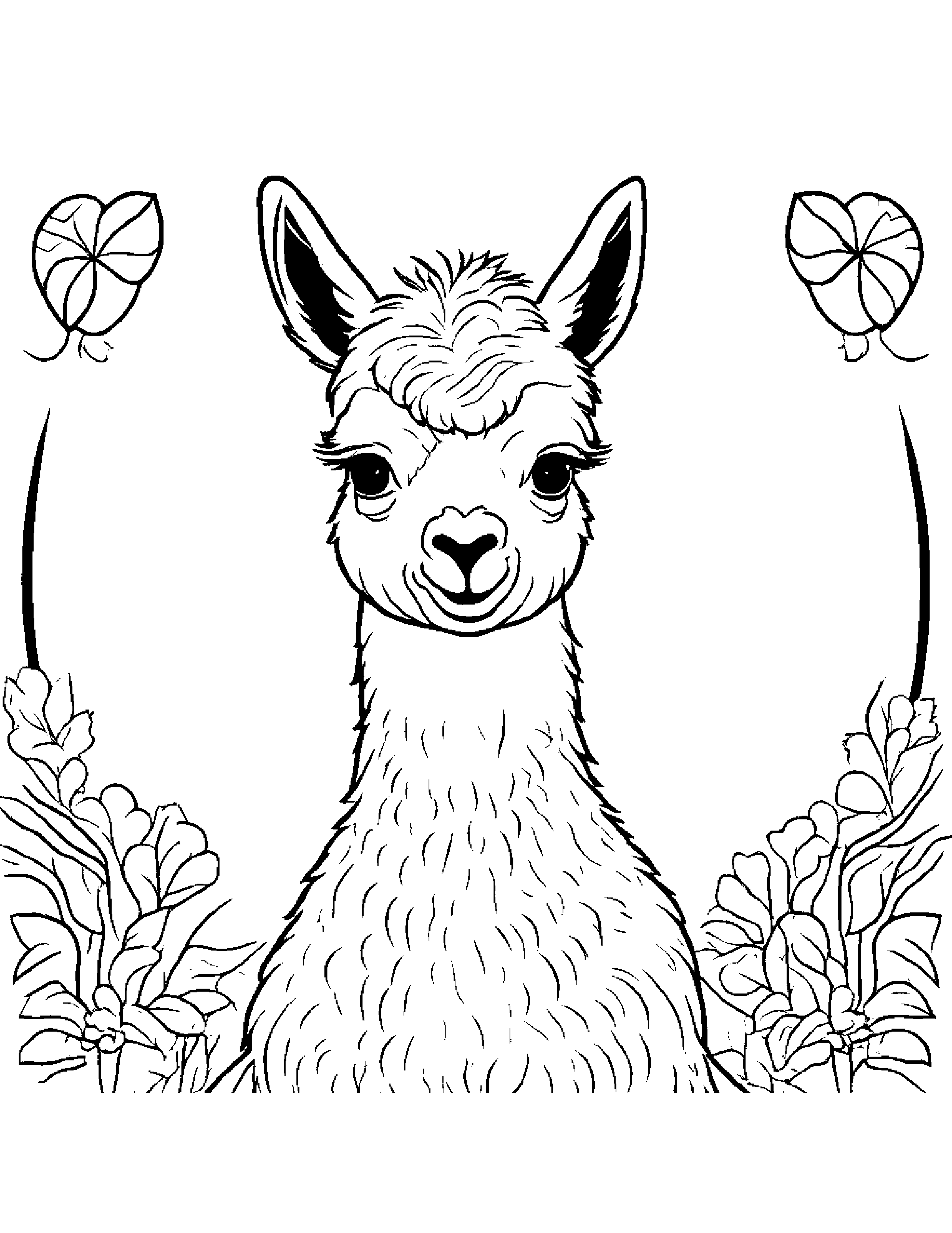 Alpaca With A Little Heart #3 Coloring Page (Free Printable PDF)