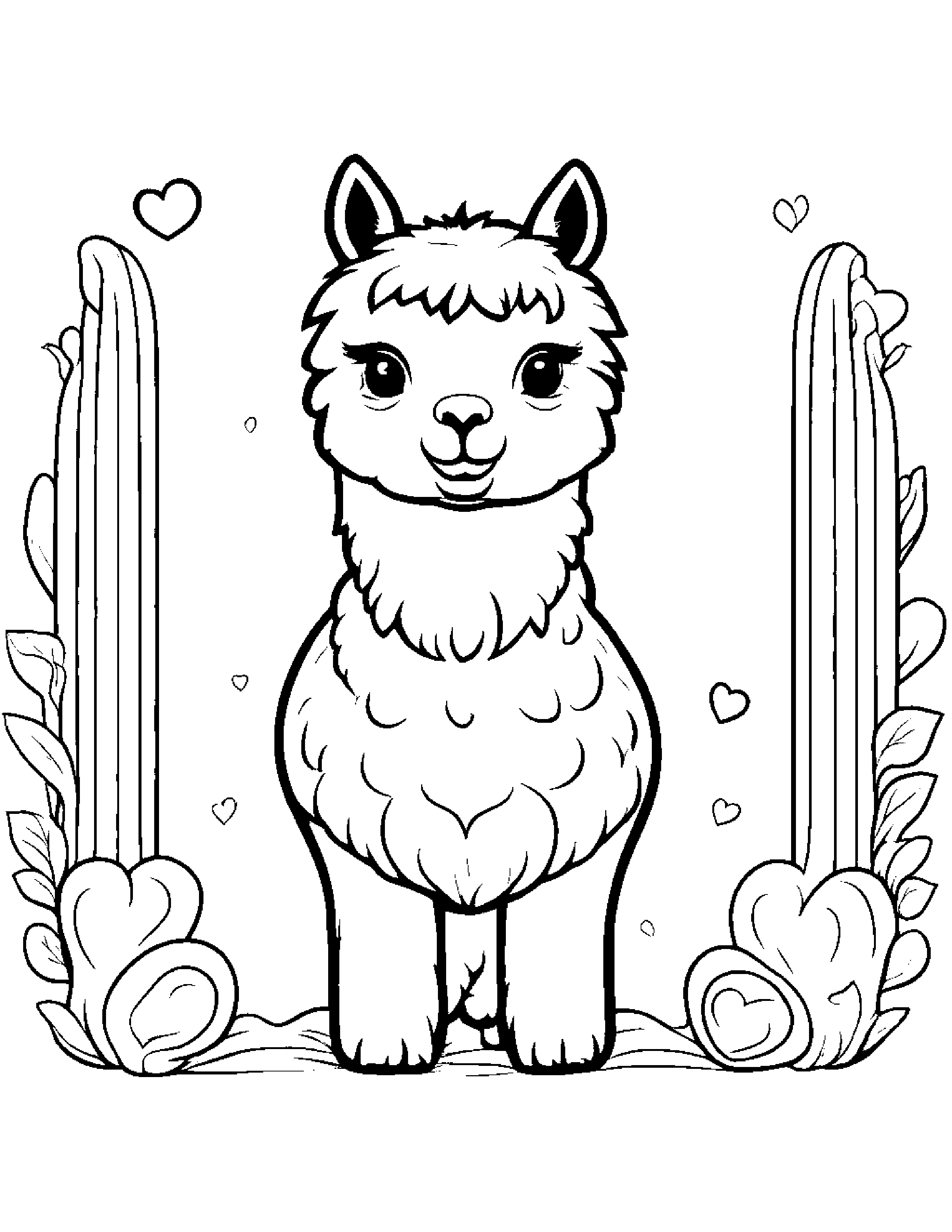 Alpaca With A Little Heart Coloring Page (Free Printable PDF)