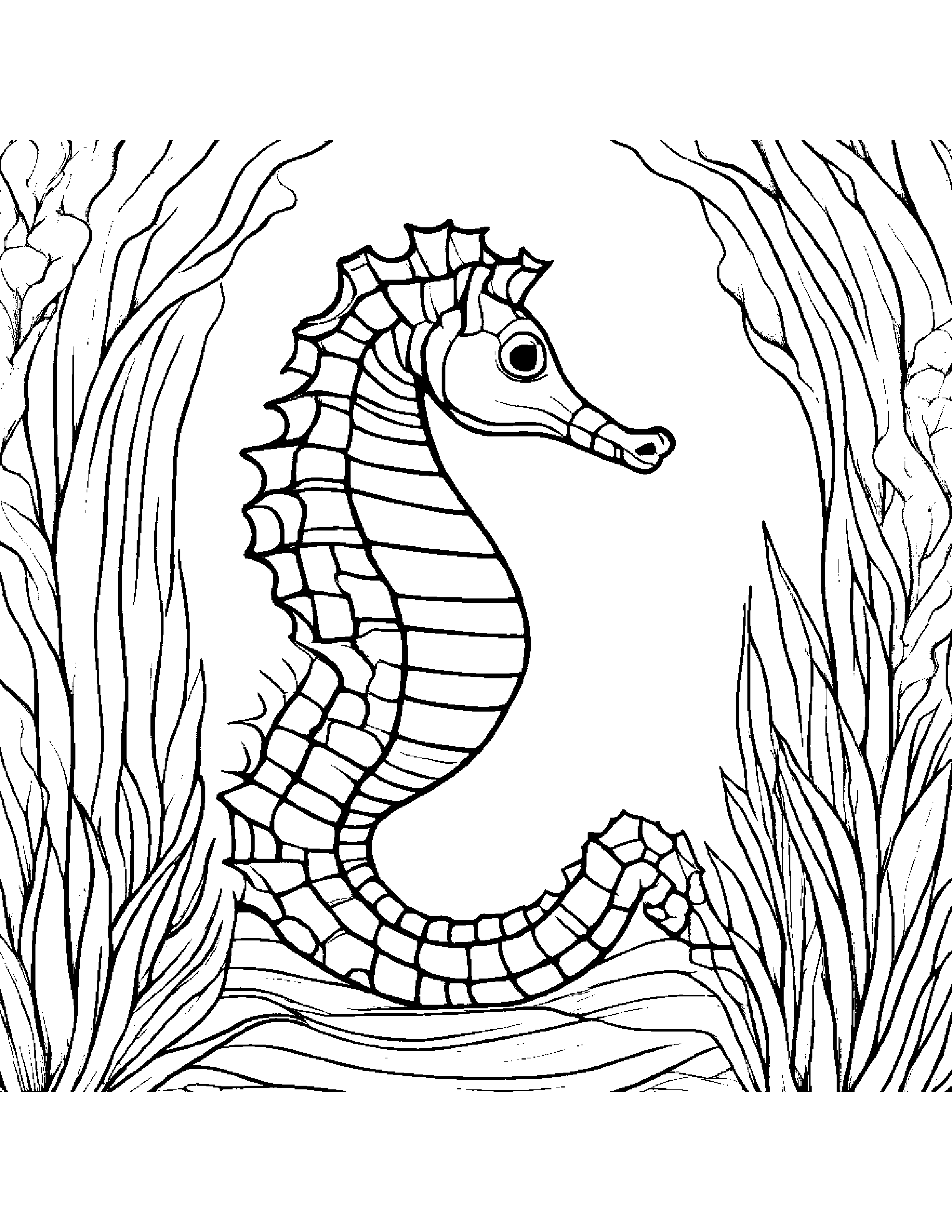 Brave Seahorse By A Reading Nook #2 Coloring Page (Free Printable PDF)