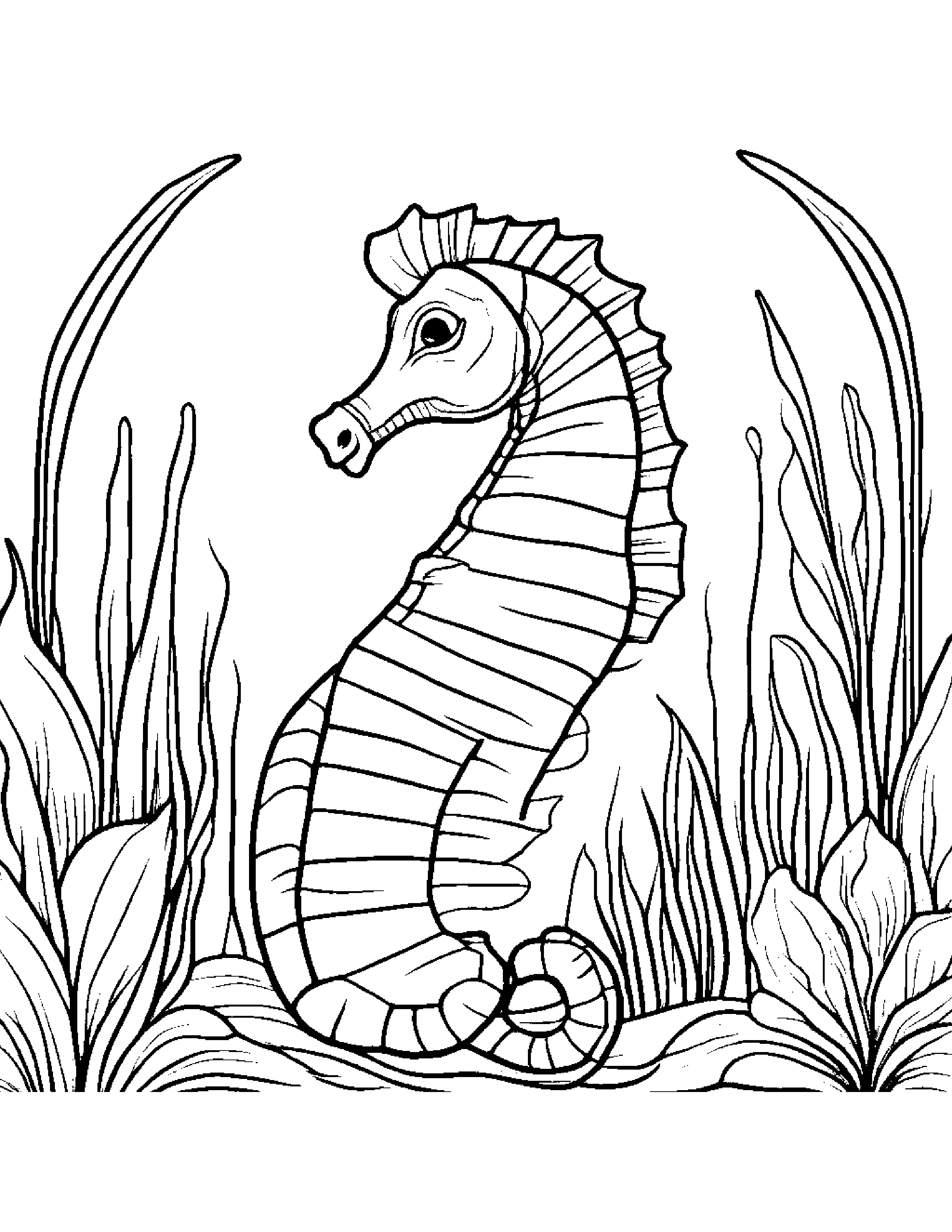 Brave Seahorse By A Reading Nook #3 Coloring Page (Free Printable PDF)