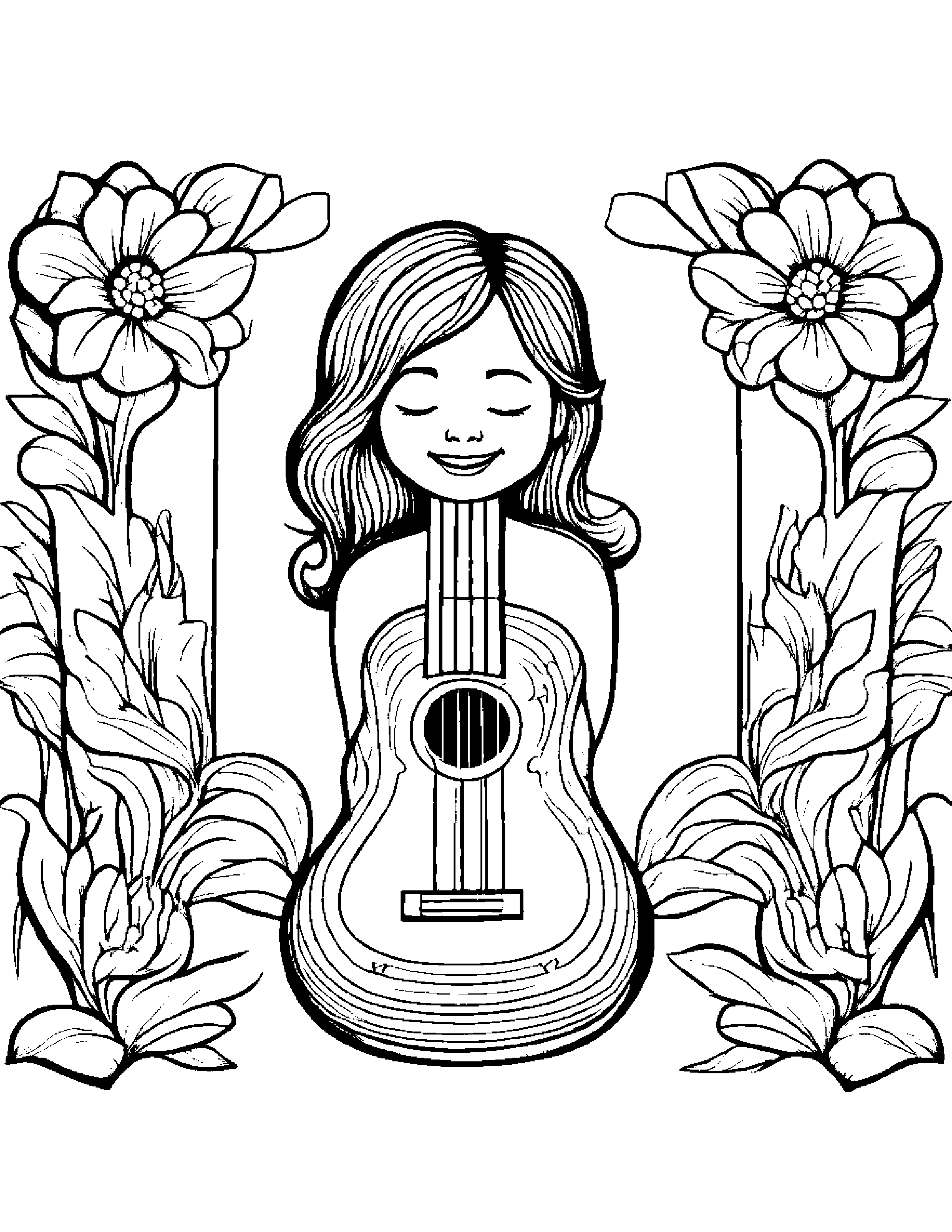 Brave Ukulele Coloring Page (Free Printable PDF)