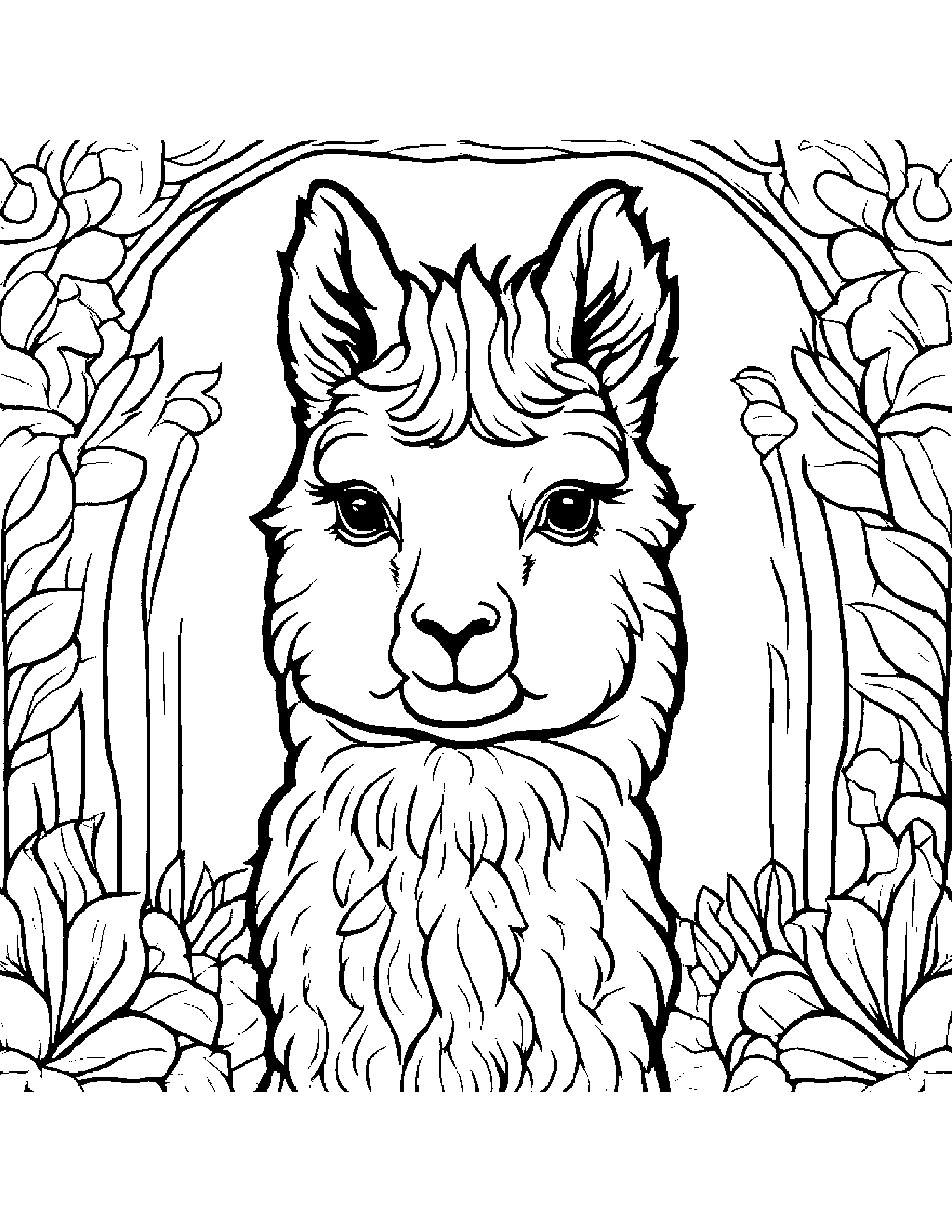 Bright Alpaca #2 Coloring Page (Free Printable PDF)