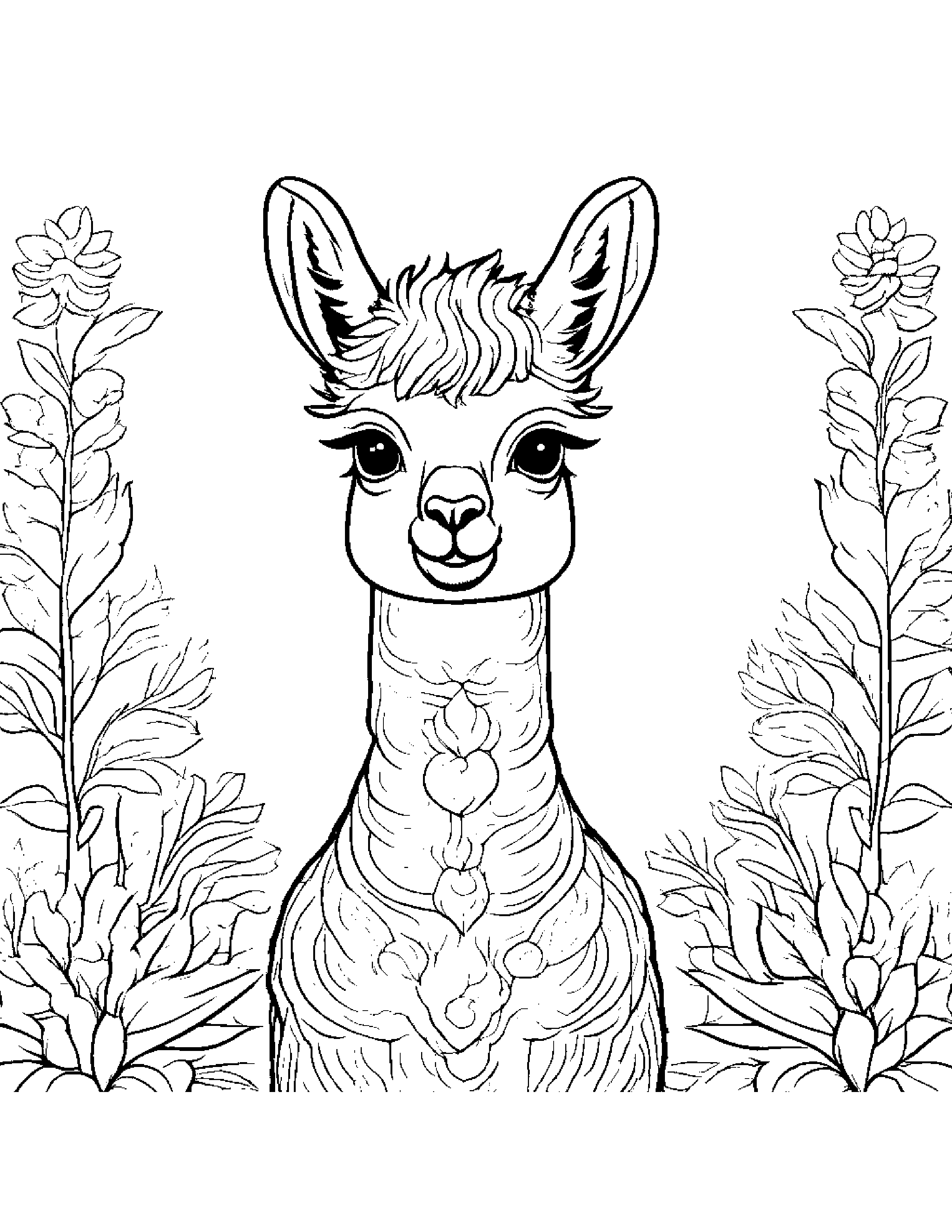 Bright Alpaca #3 Coloring Page (Free Printable PDF)
