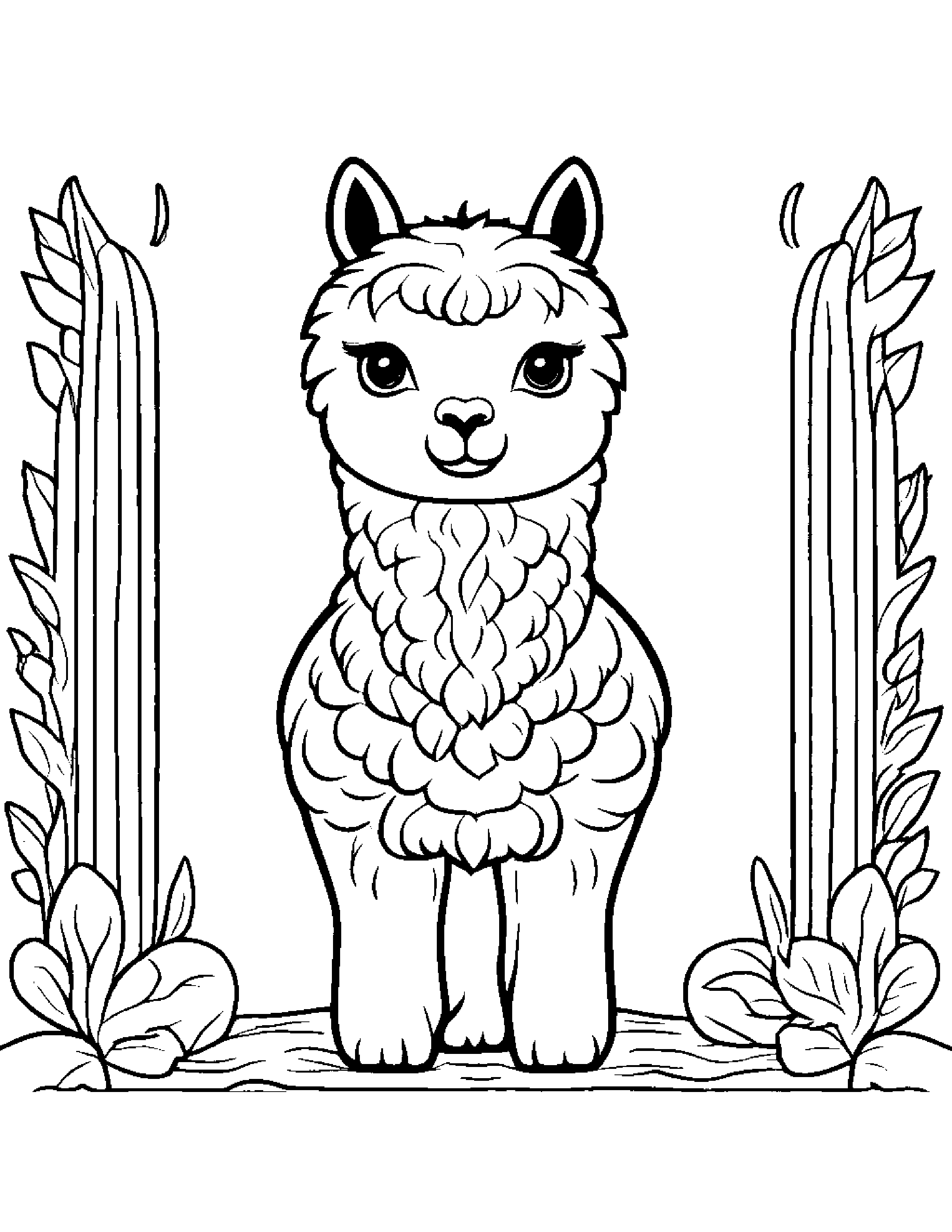 Bright Alpaca Coloring Page (Free Printable PDF)