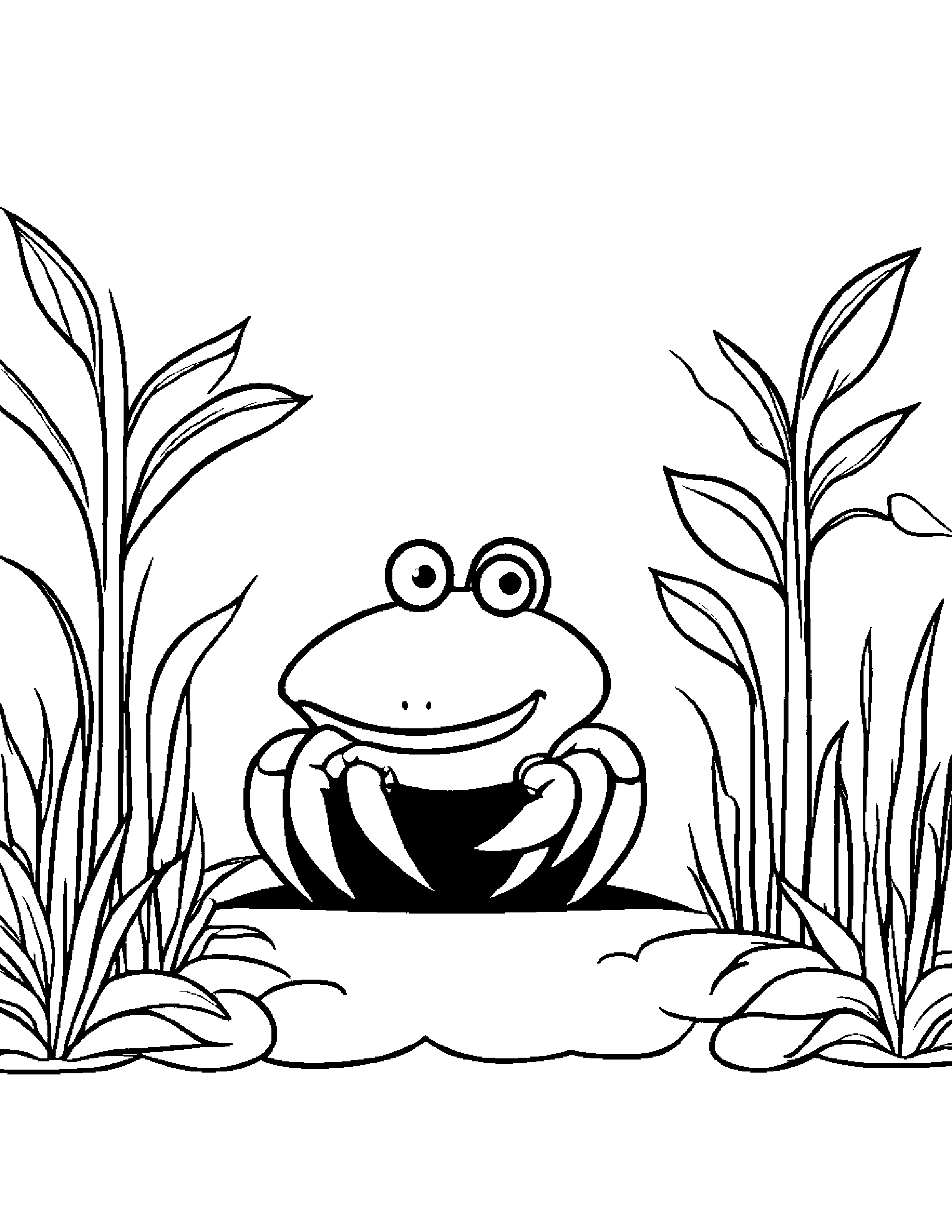 Bright Crab Watering A Plant In A Classroom Corner #2 Coloring Page (Free Printable PDF)