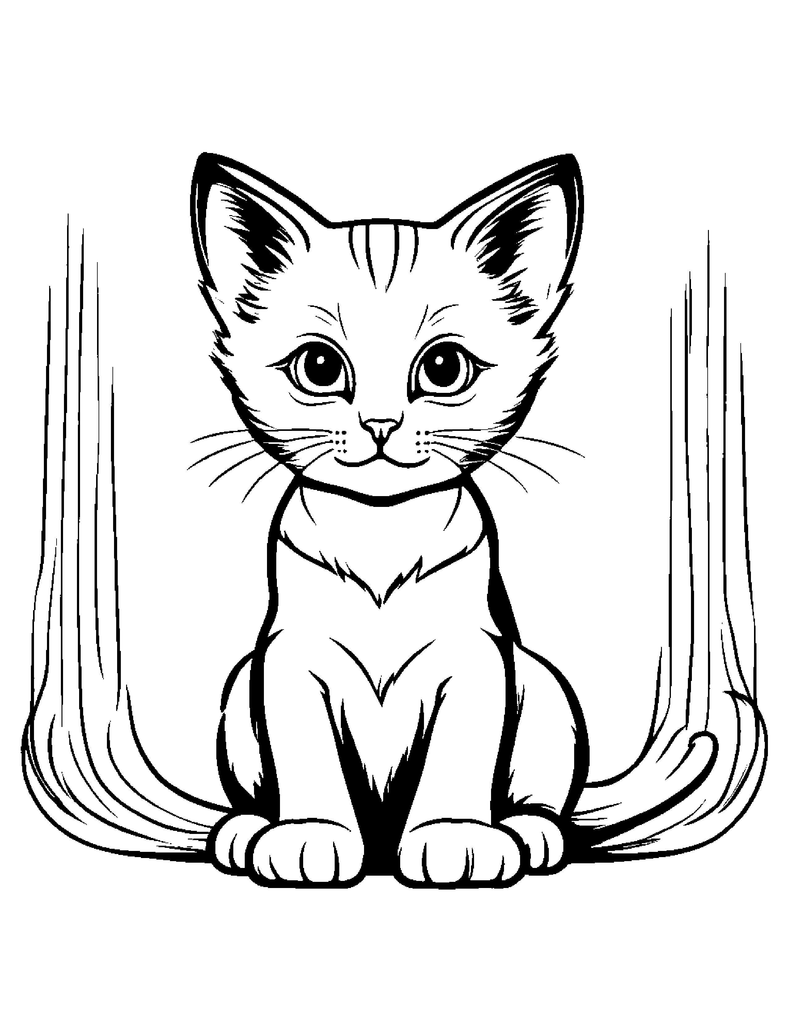Bright Kitten #2 Coloring Page (Free Printable PDF)