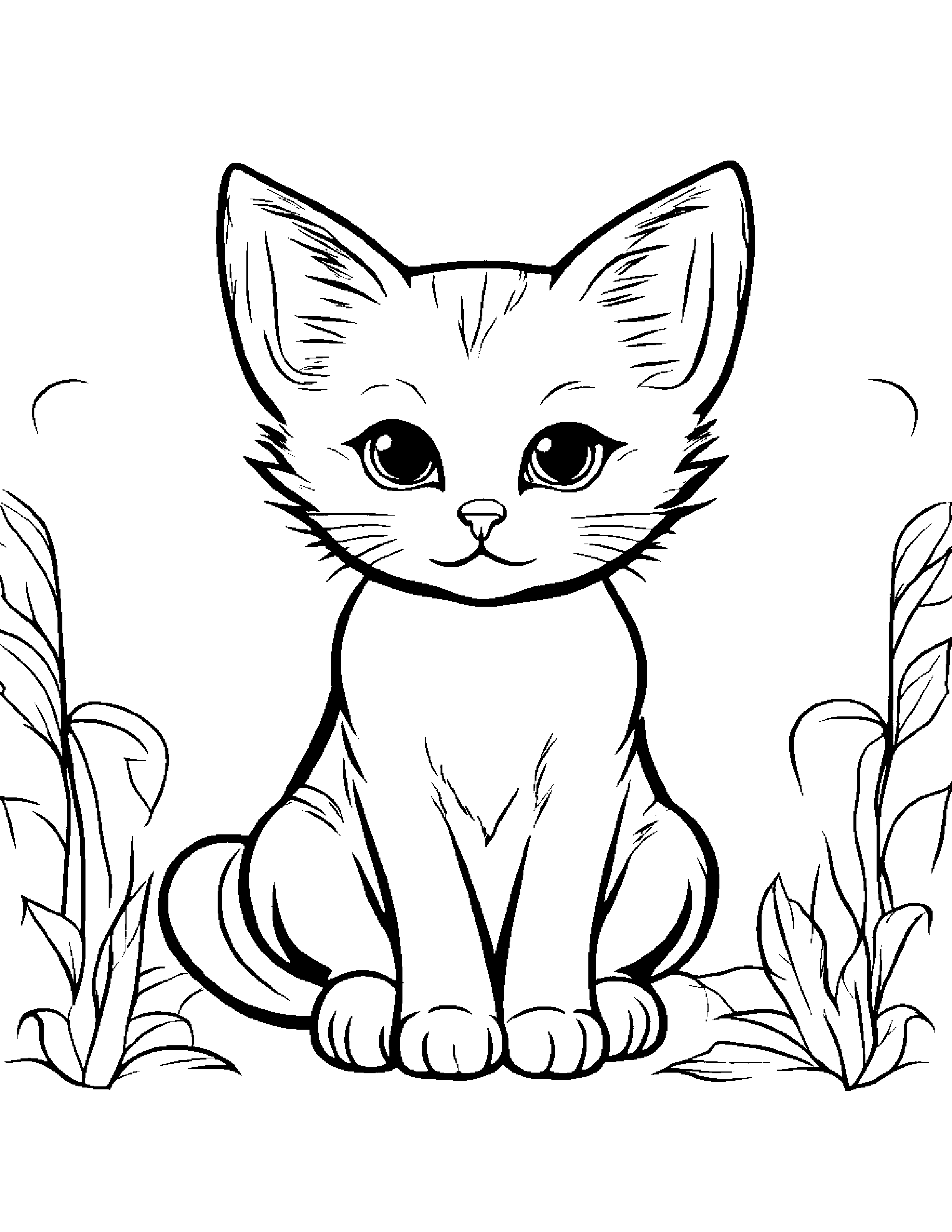 Bright Kitten Coloring Page (Free Printable PDF)