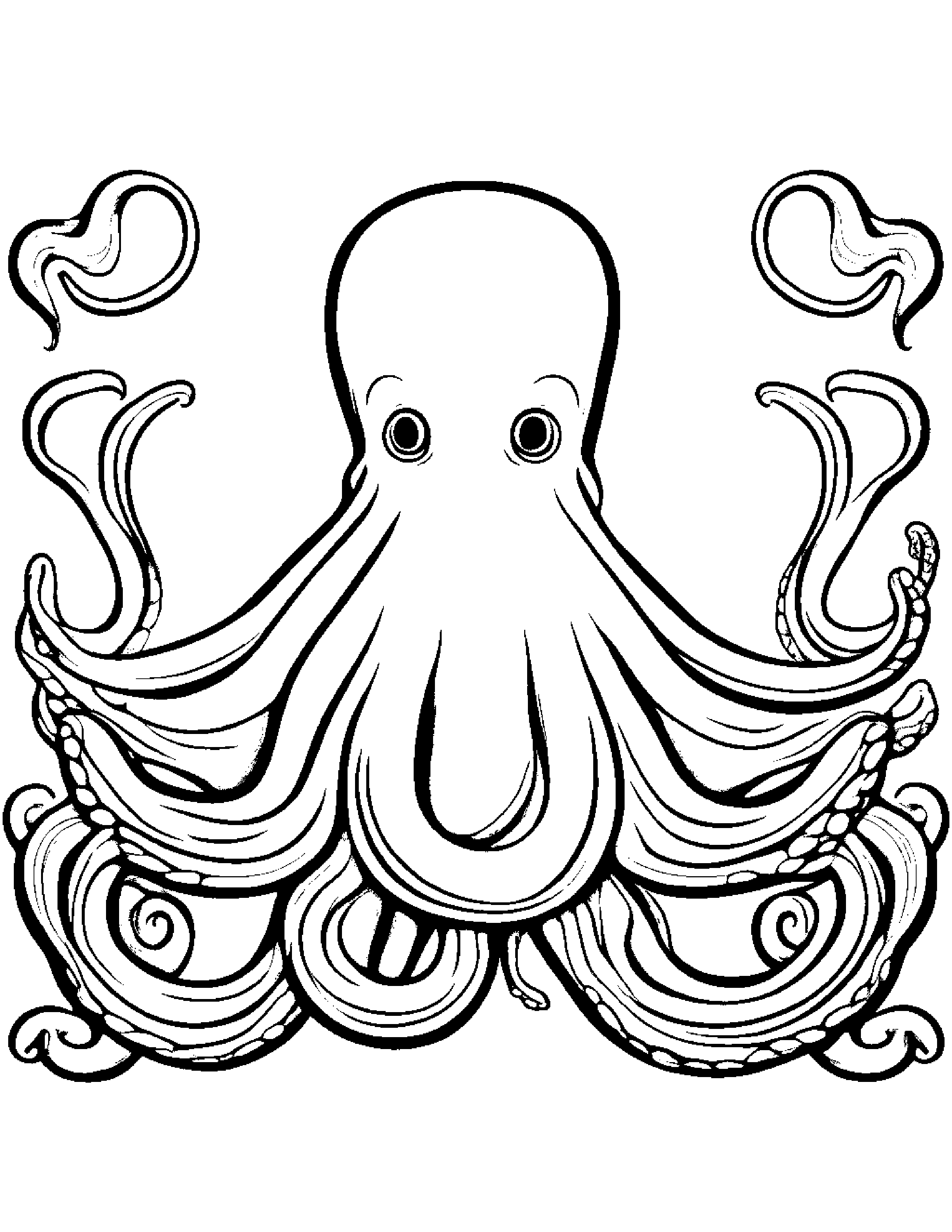 Bright Octopus #2 Coloring Page (Free Printable PDF)