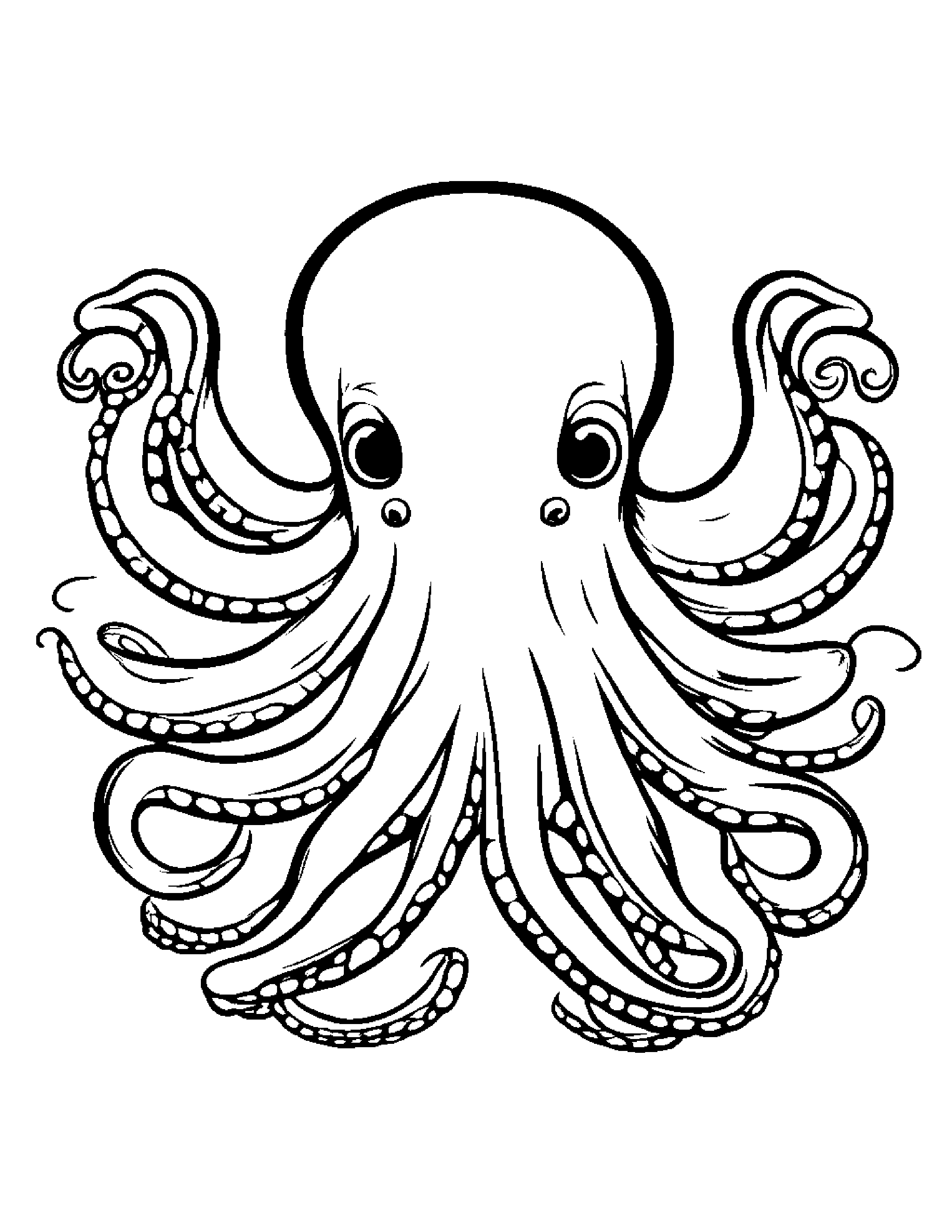 Bright Octopus #3 Coloring Page (Free Printable PDF)