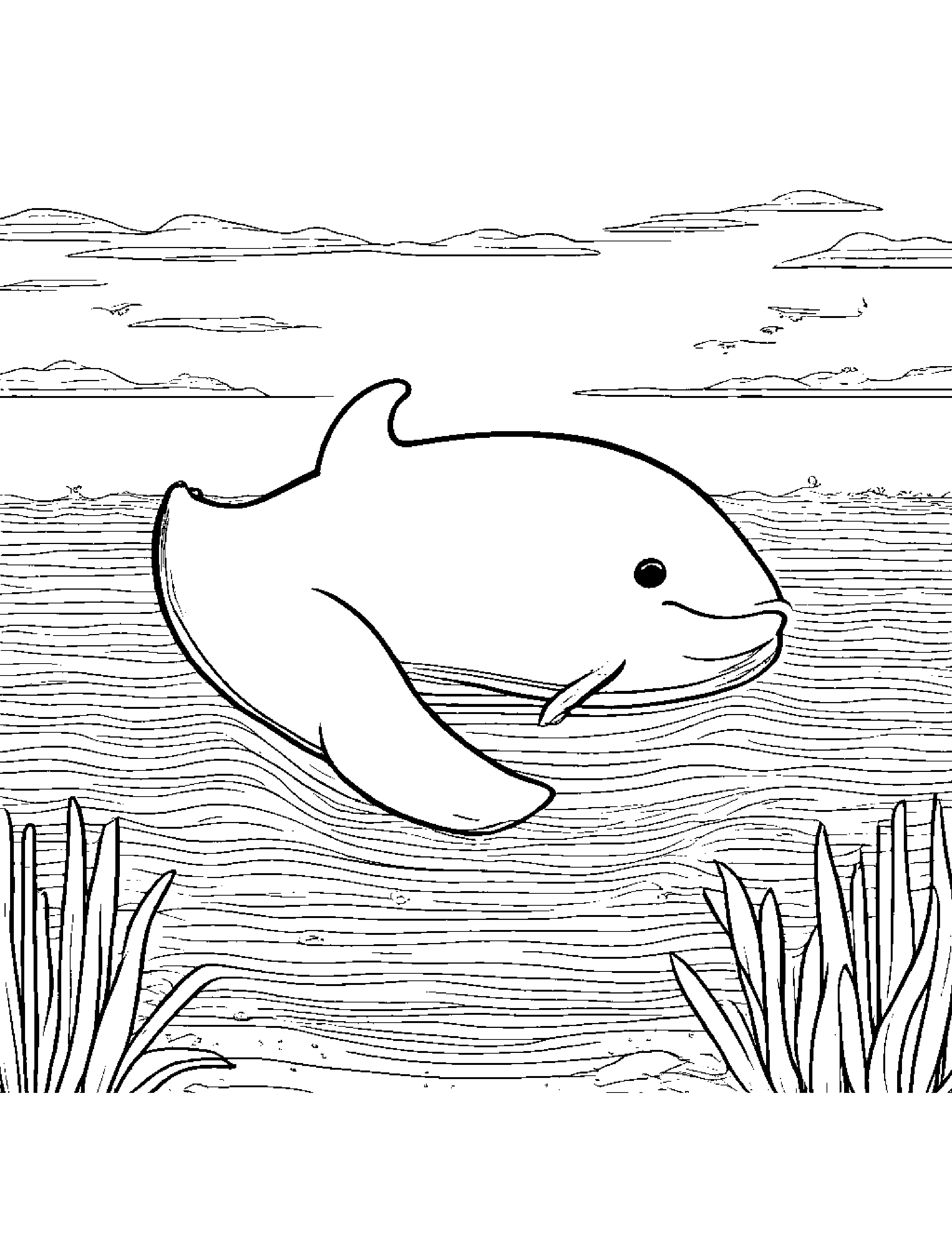 Bright Whale Calf At The Playground #2 Coloring Page (Free Printable PDF)
