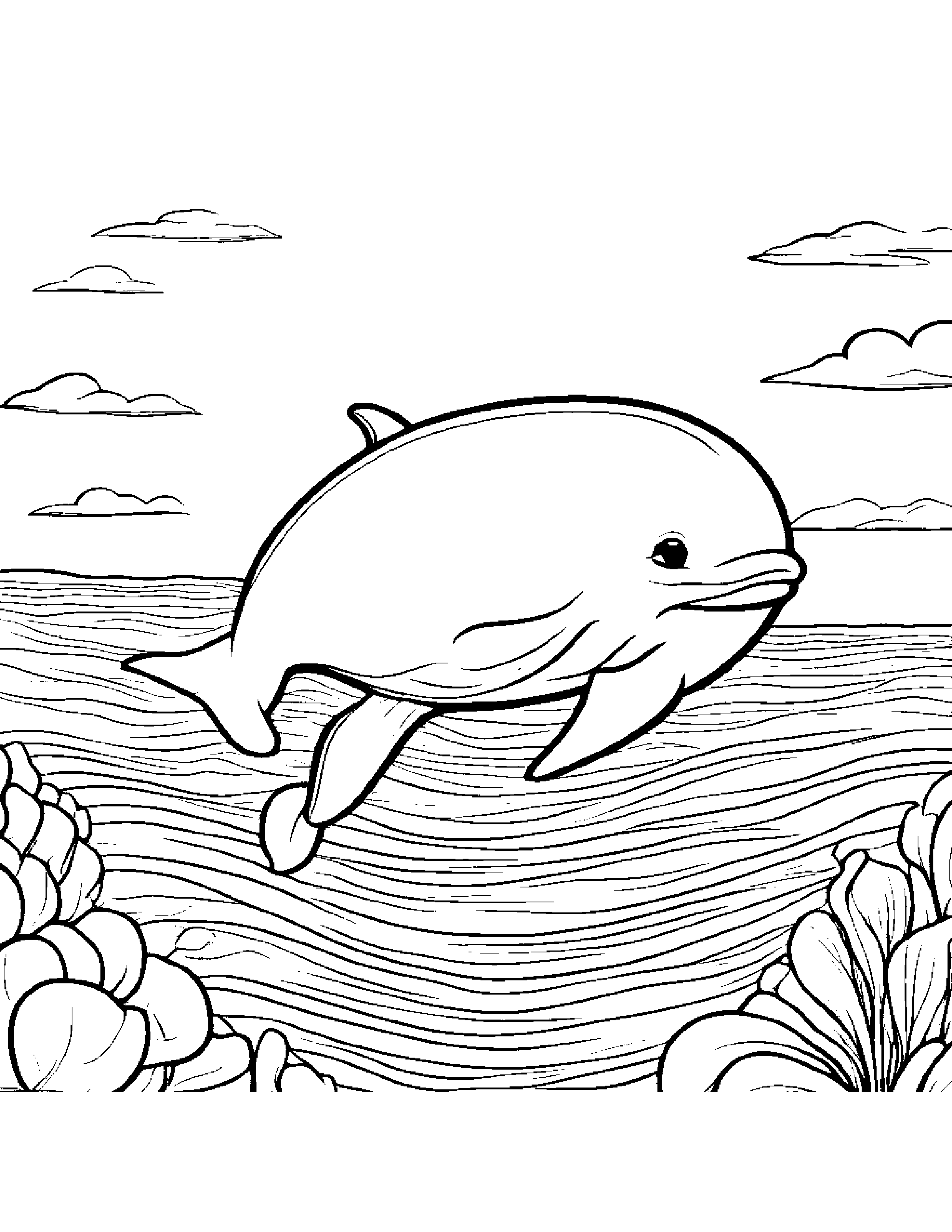 Bright Whale Calf At The Playground #3 Coloring Page (Free Printable PDF)