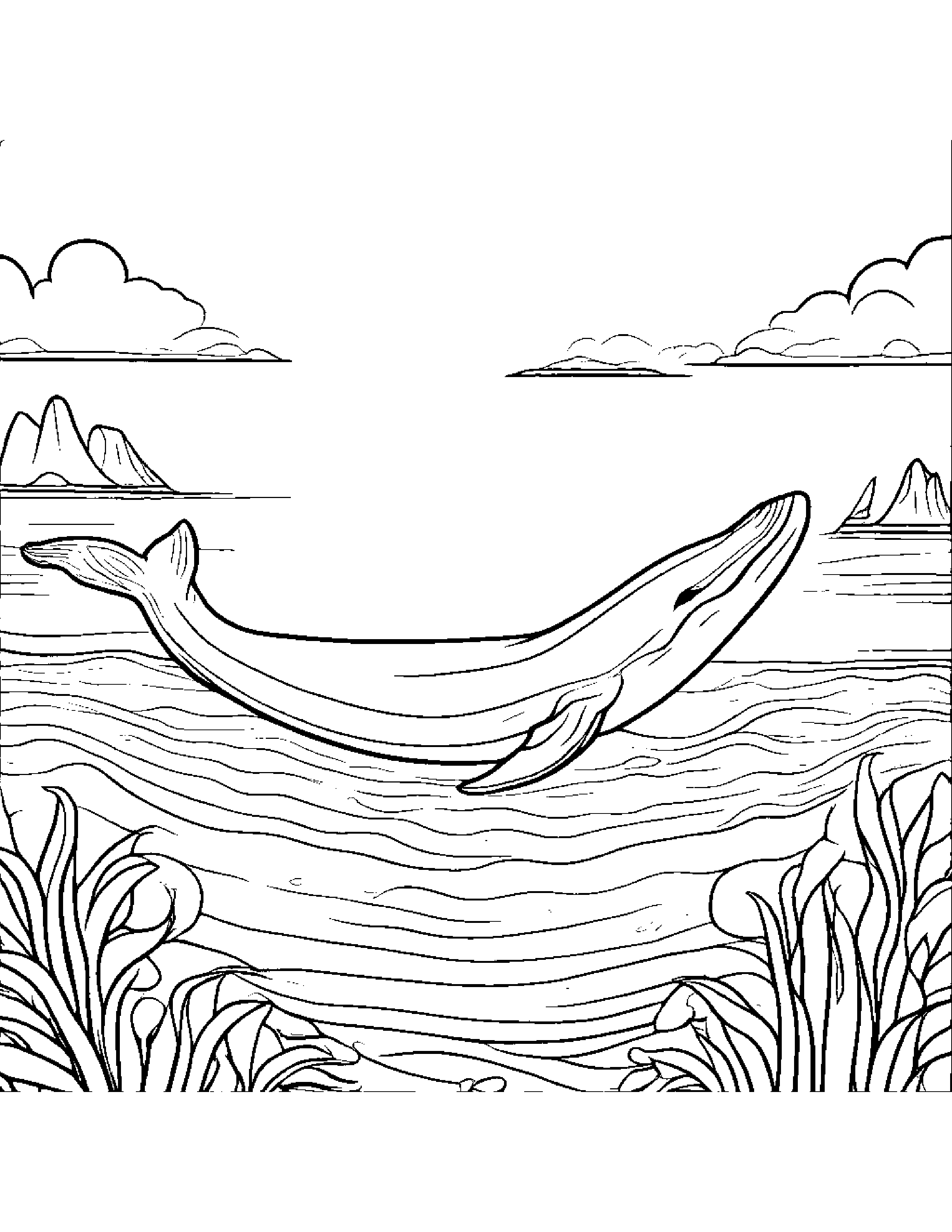 Bright Whale Calf At The Playground Coloring Page (Free Printable PDF)