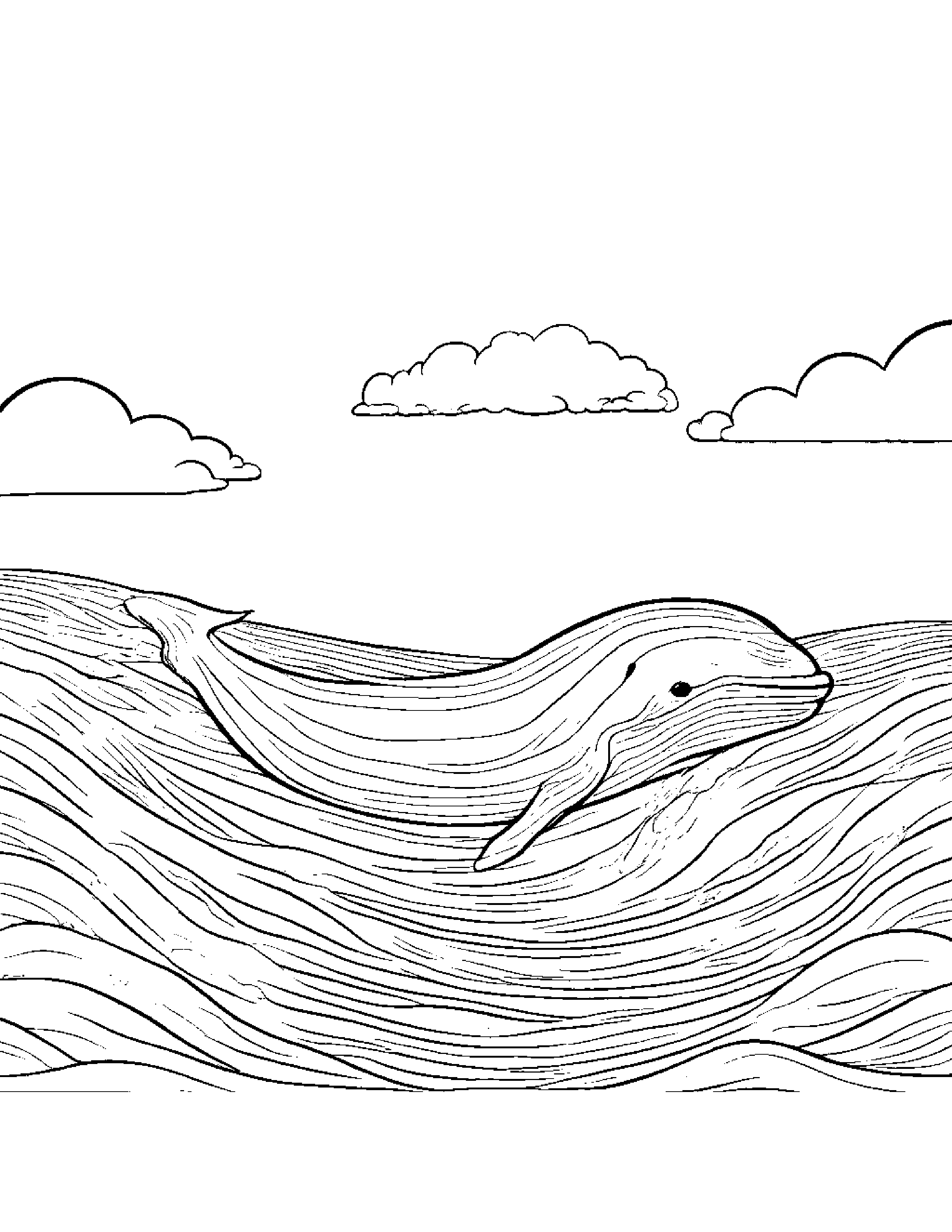 Bright Whale Calf Coloring On A Fluffy Cloud #3 Coloring Page (Free Printable PDF)