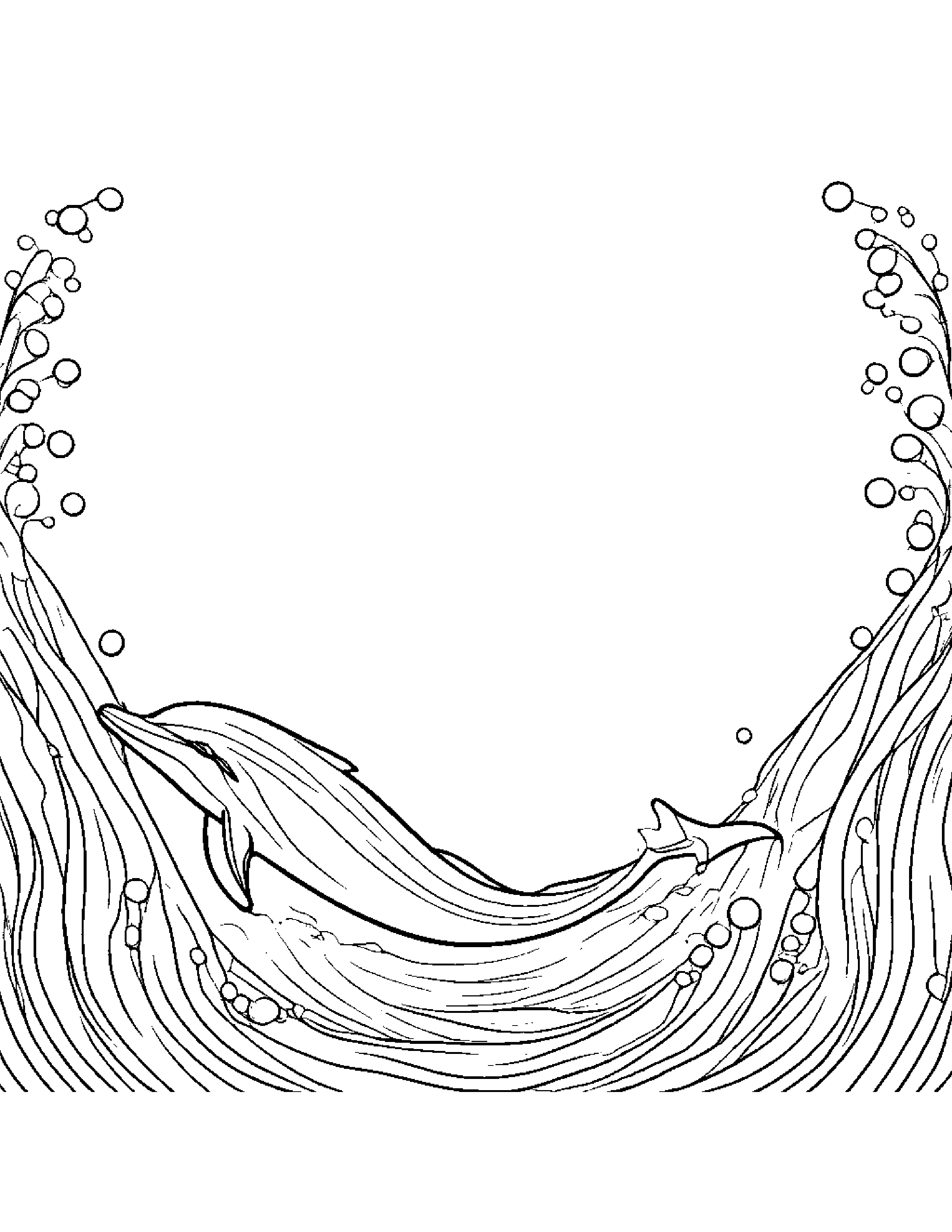 Bubbly Dolphin Calf #2 Coloring Page (Free Printable PDF)