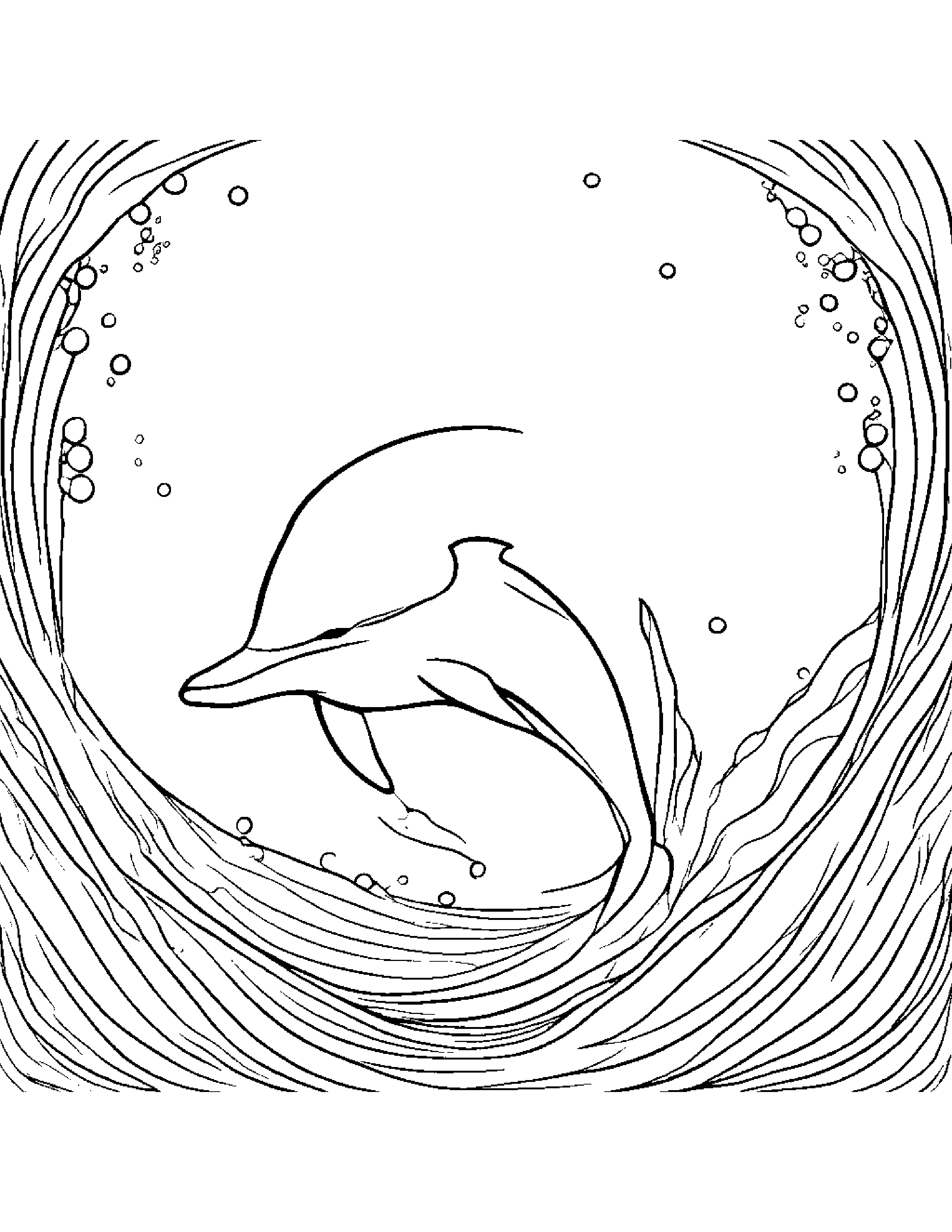 Bubbly Dolphin Calf #4 Coloring Page (Free Printable PDF)