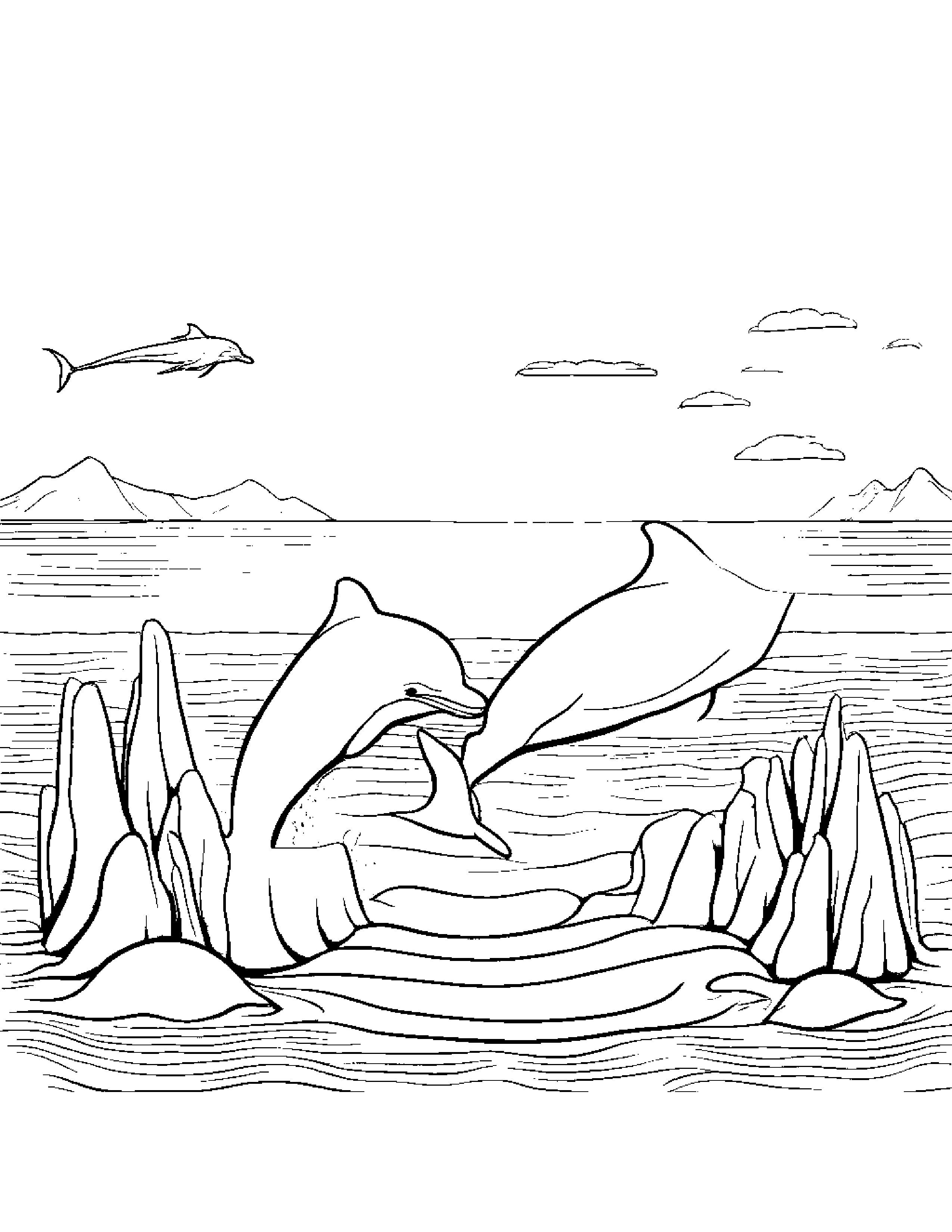 Bubbly Dolphin Calf Building A Sandcastle Coloring Page (Free Printable PDF)