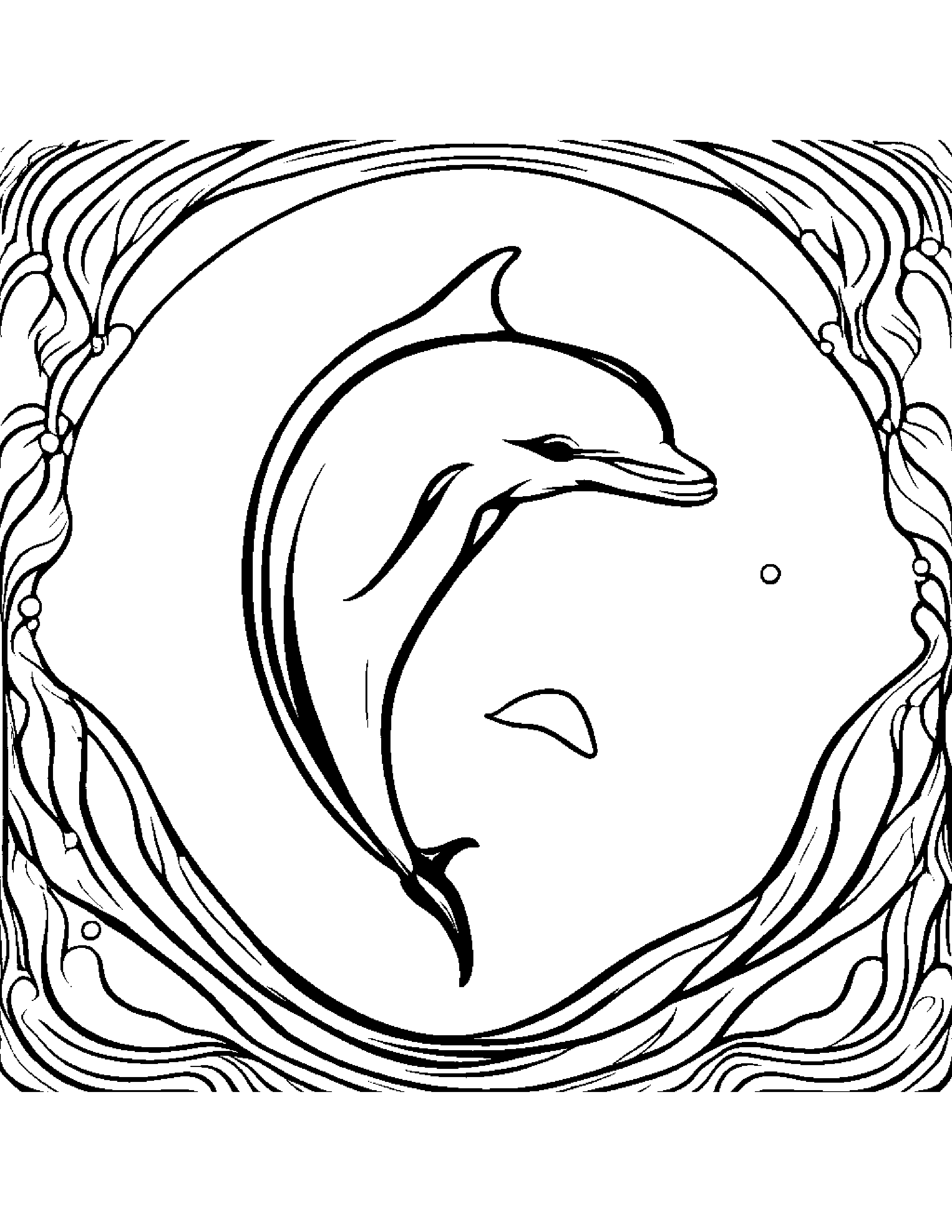 Bubbly Dolphin Calf Coloring Page (Free Printable PDF)