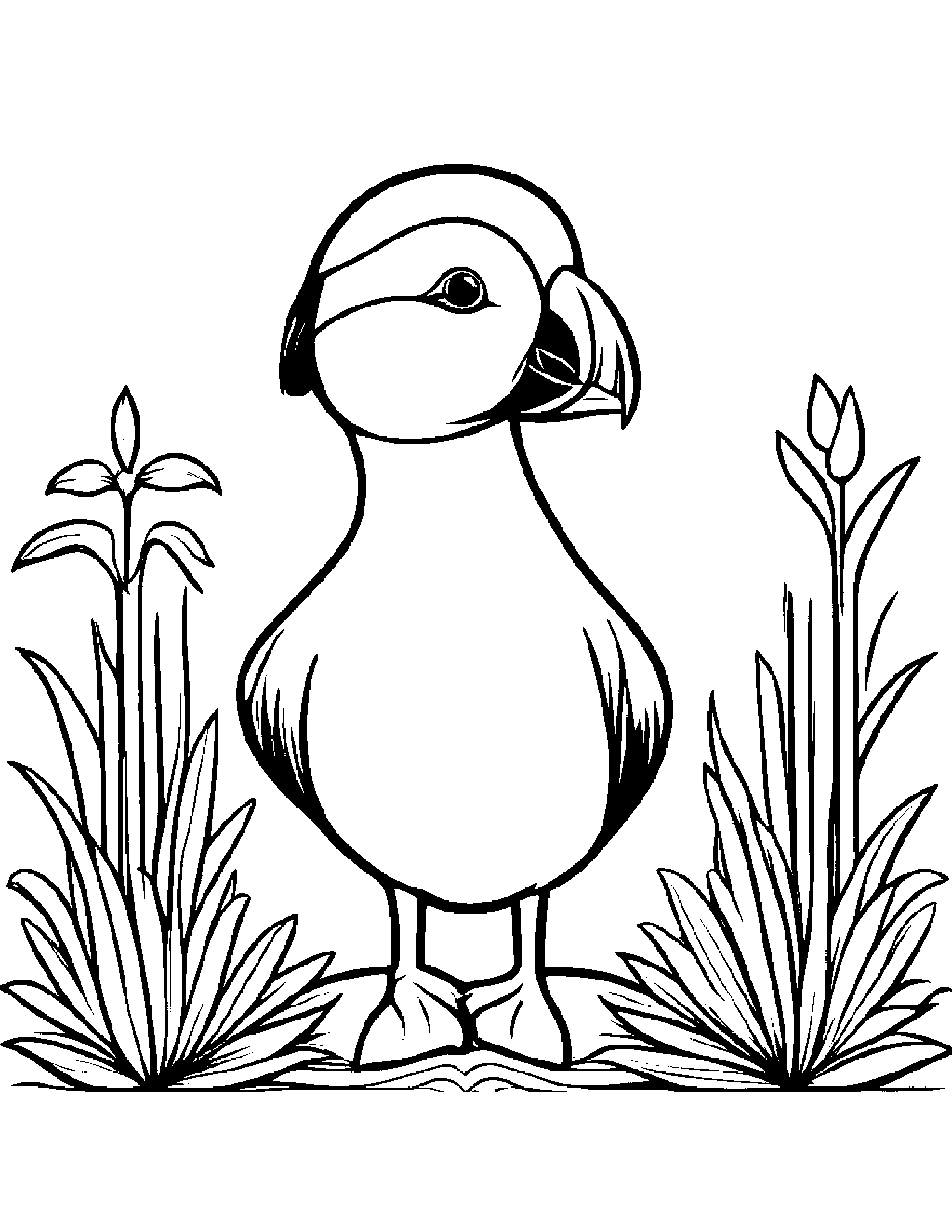 Bubbly Puffin Watering A Plant #2 Coloring Page (Free Printable PDF)