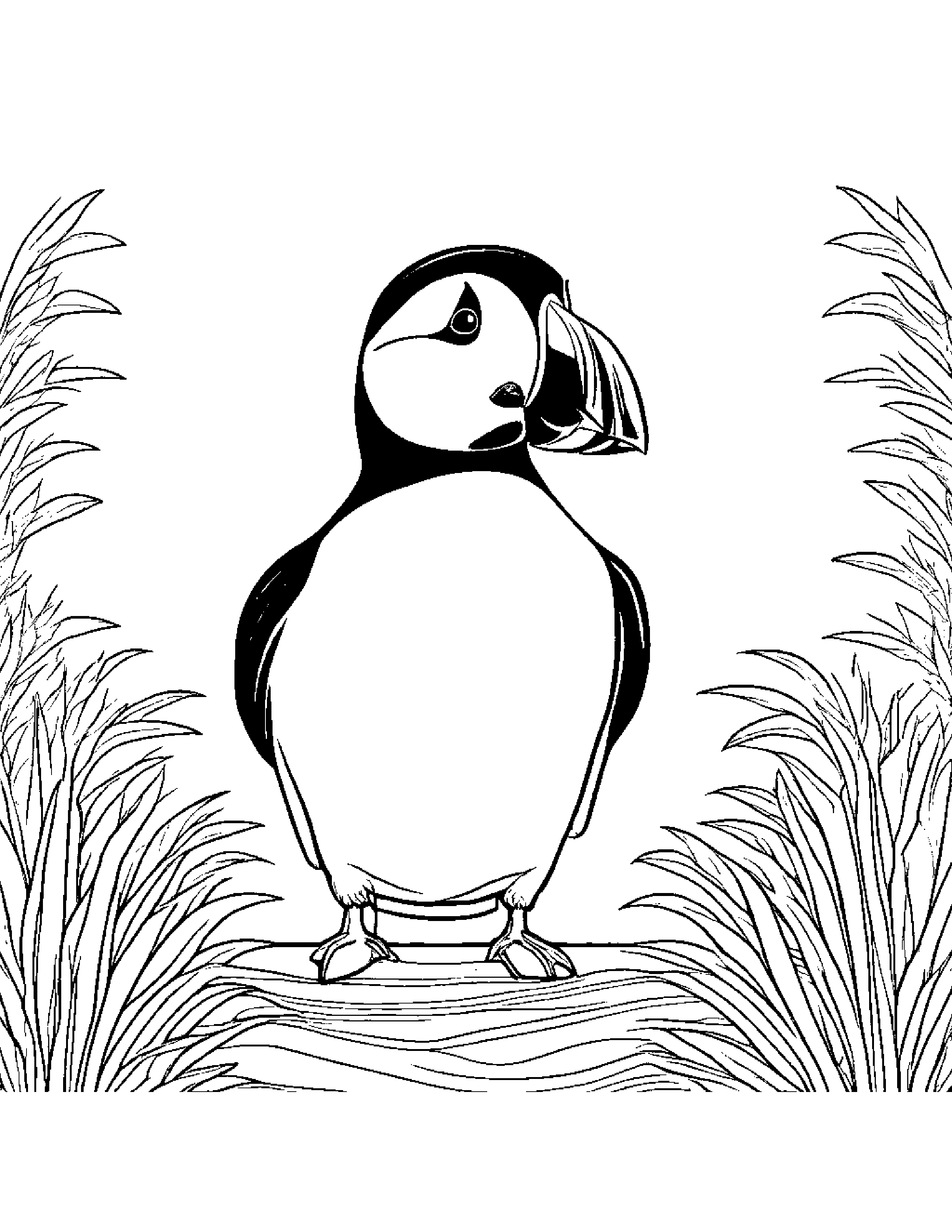 Cheerful Puffin #2 Coloring Page (Free Printable PDF)