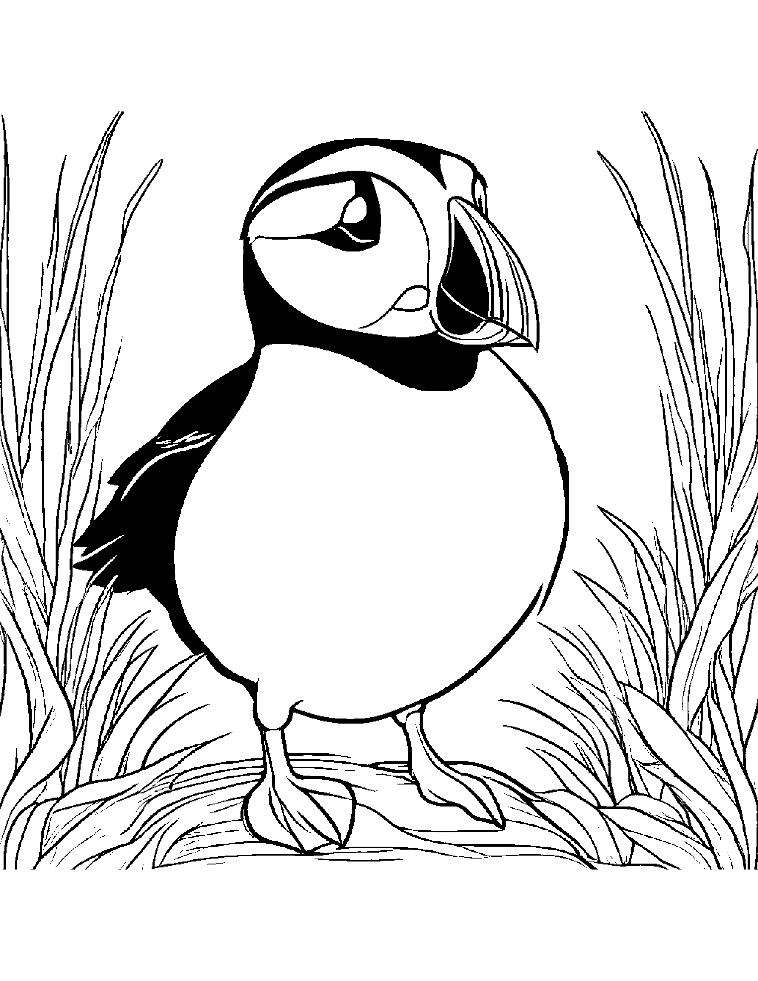Cheerful Puffin #3 Coloring Page (Free Printable PDF)