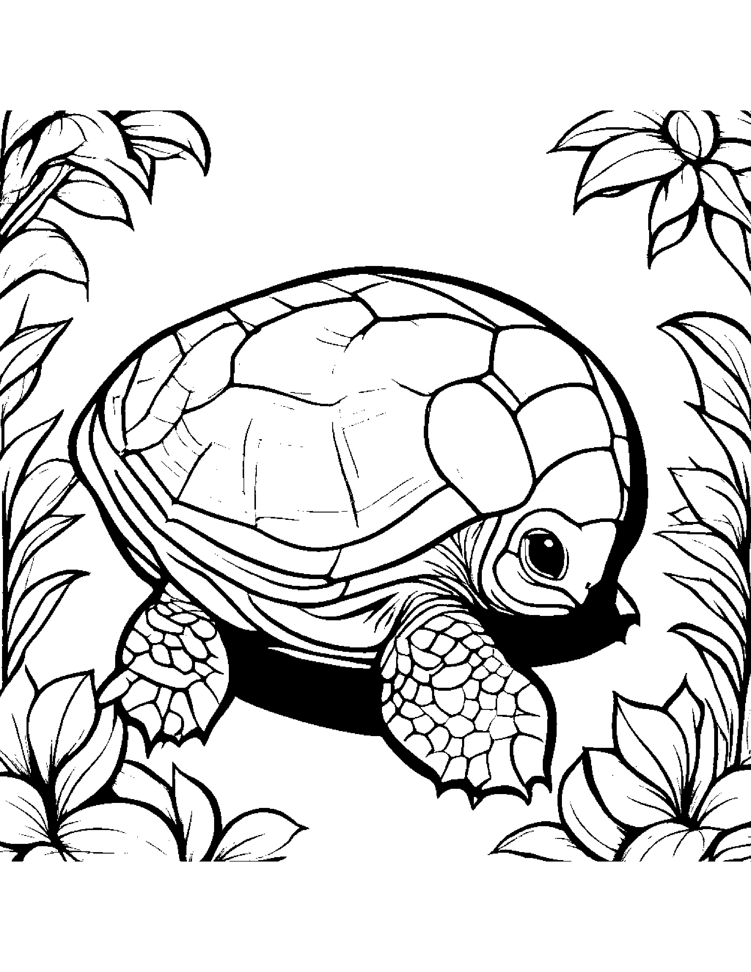 Cheerful Turtle Hatchling #3 Coloring Page (Free Printable PDF)