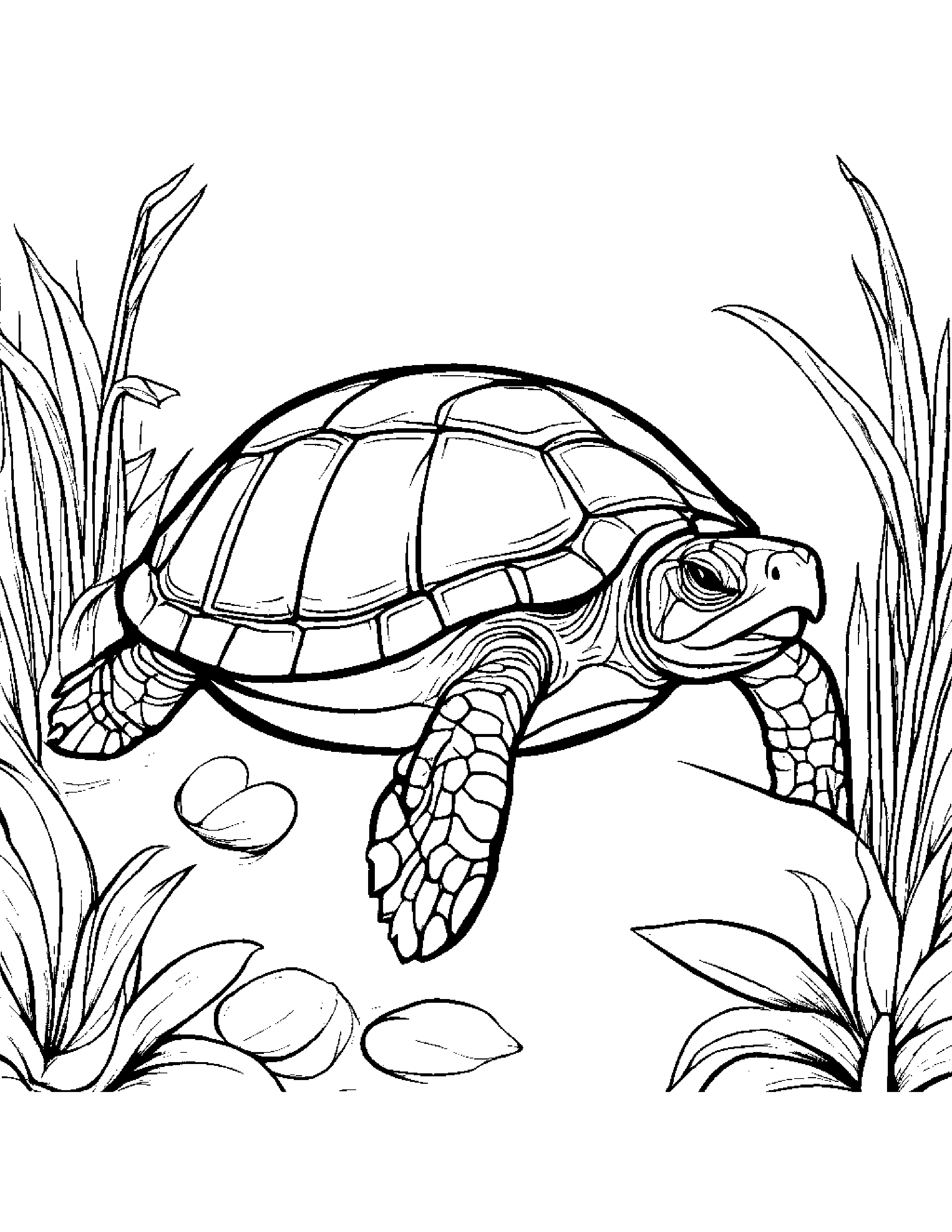 Cheerful Turtle Hatchling #4 Coloring Page (Free Printable PDF)